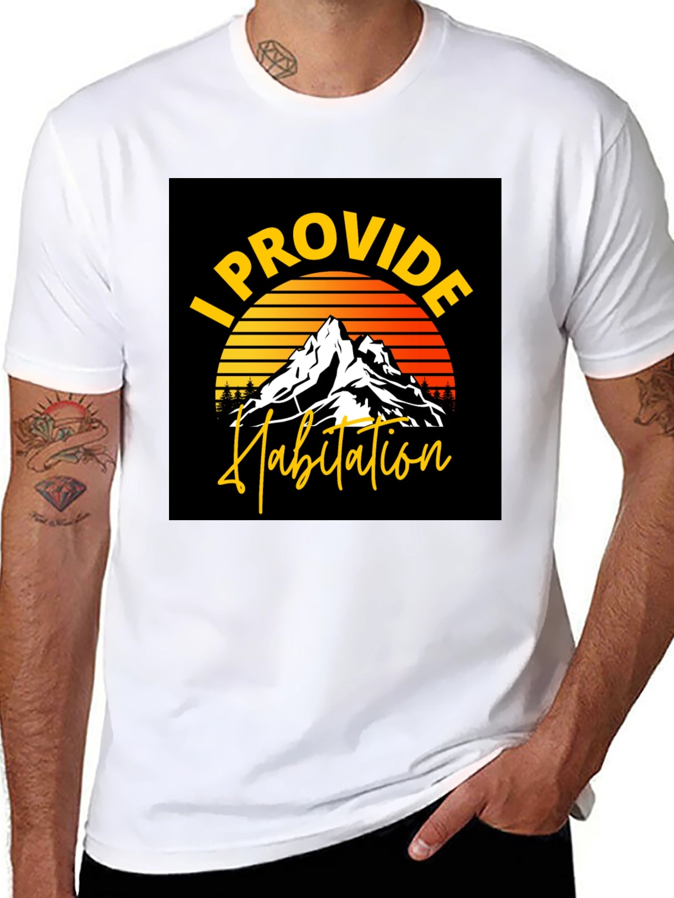 I Provide Habitation Mountain Sunset Graphic Tee