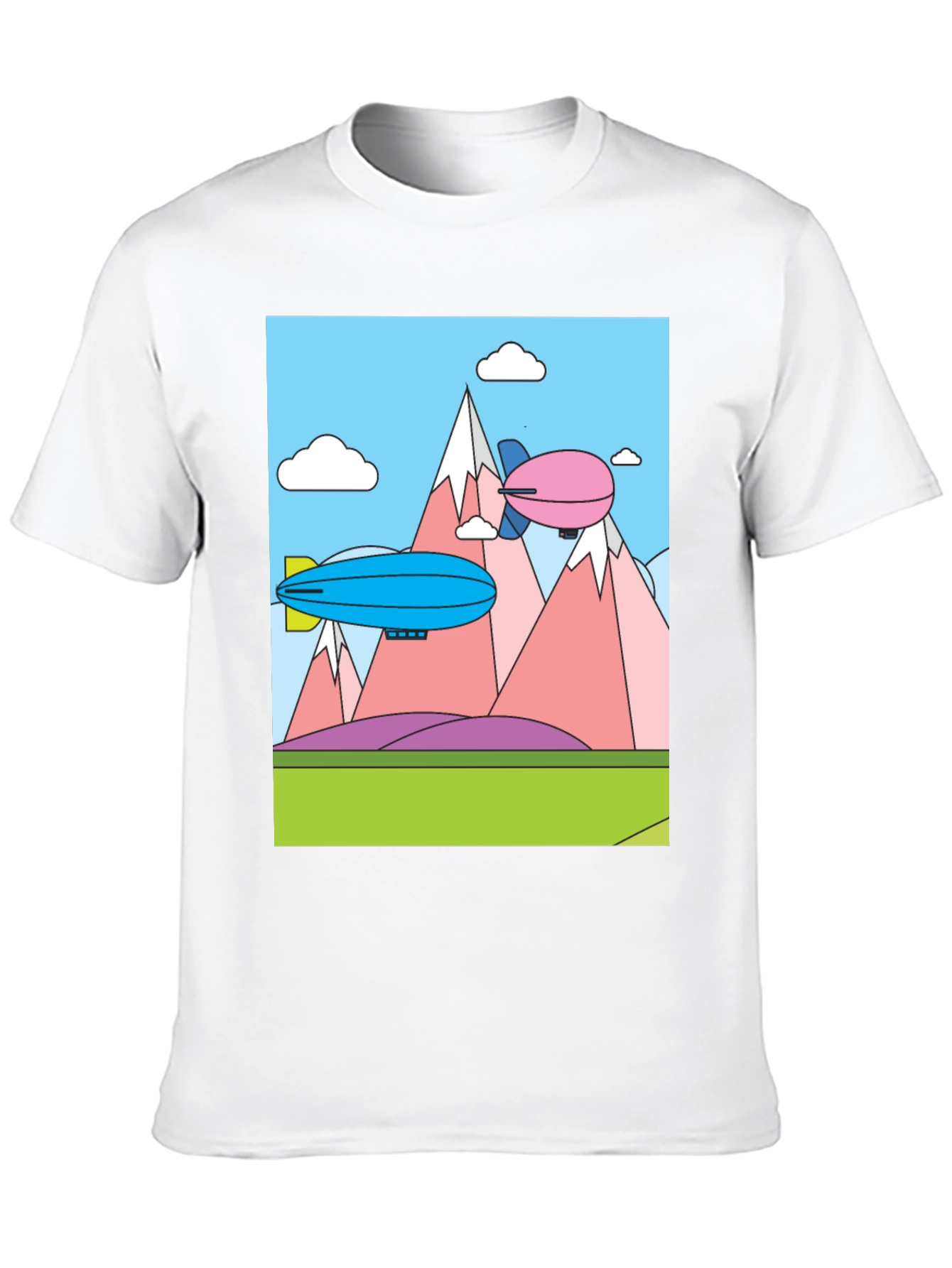 Cartoon Landscape Dirigible Graphic Tee
