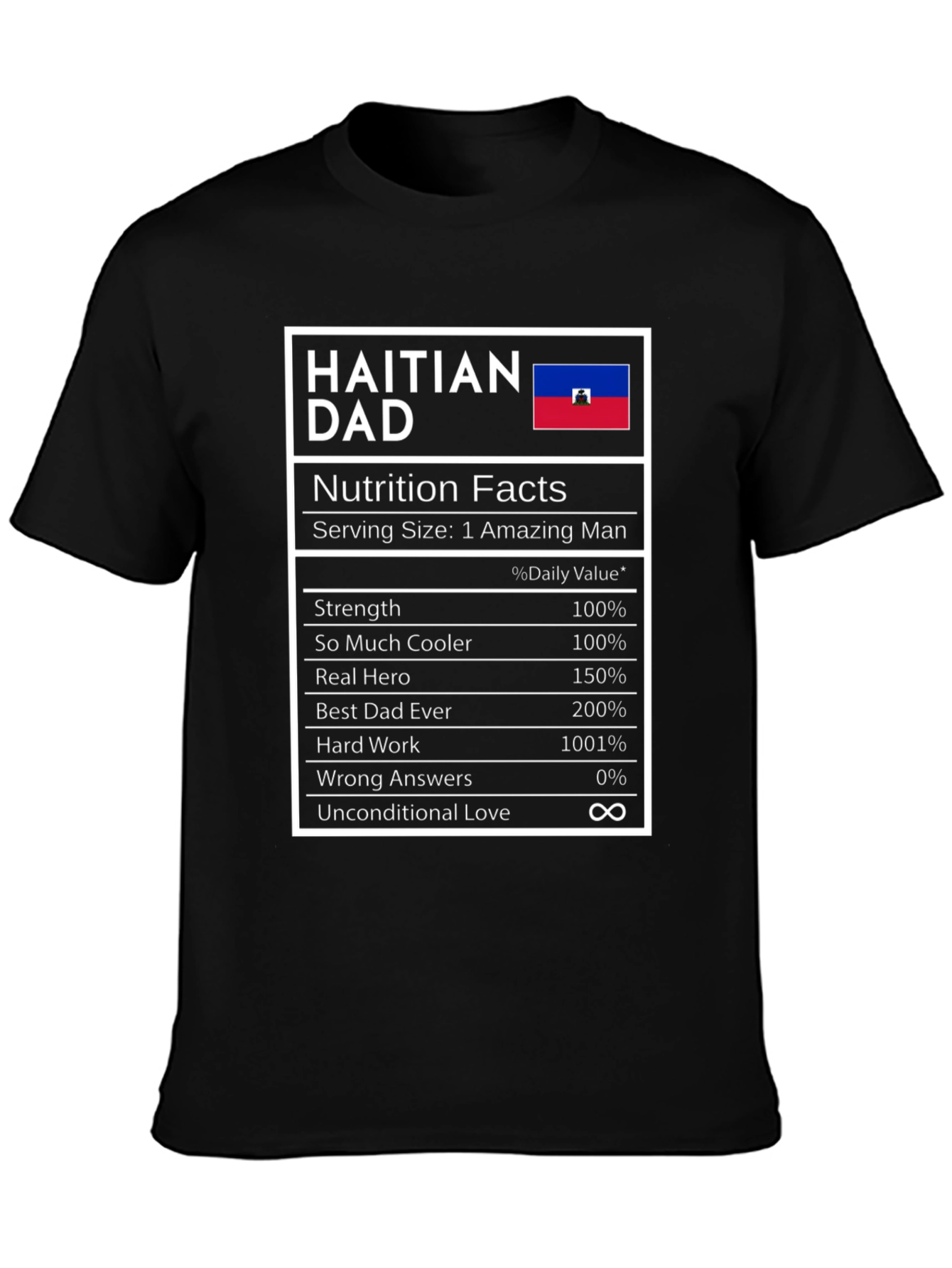 Haitian Dad Nutrition Facts T-Shirt