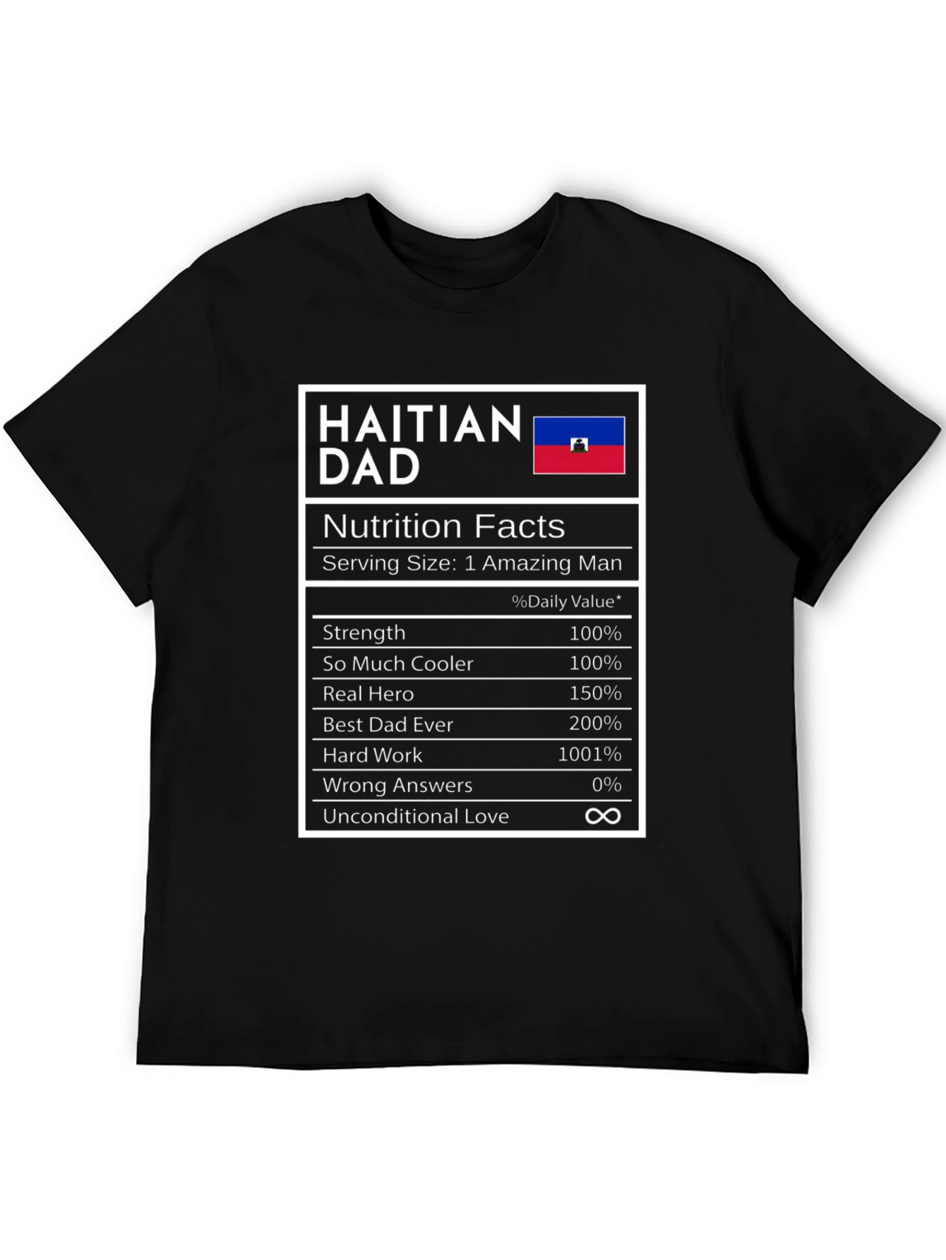 Haitian Dad Nutrition Facts T-Shirt