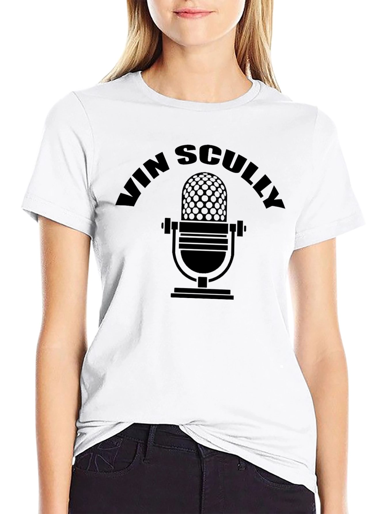 Vin Scully Microphone T-Shirt - Classic Broadcaster Tee