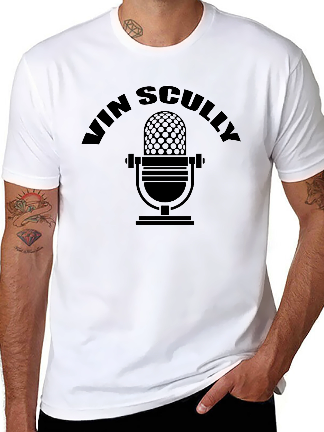 Vin Scully Microphone T-Shirt - Classic Broadcaster Tee