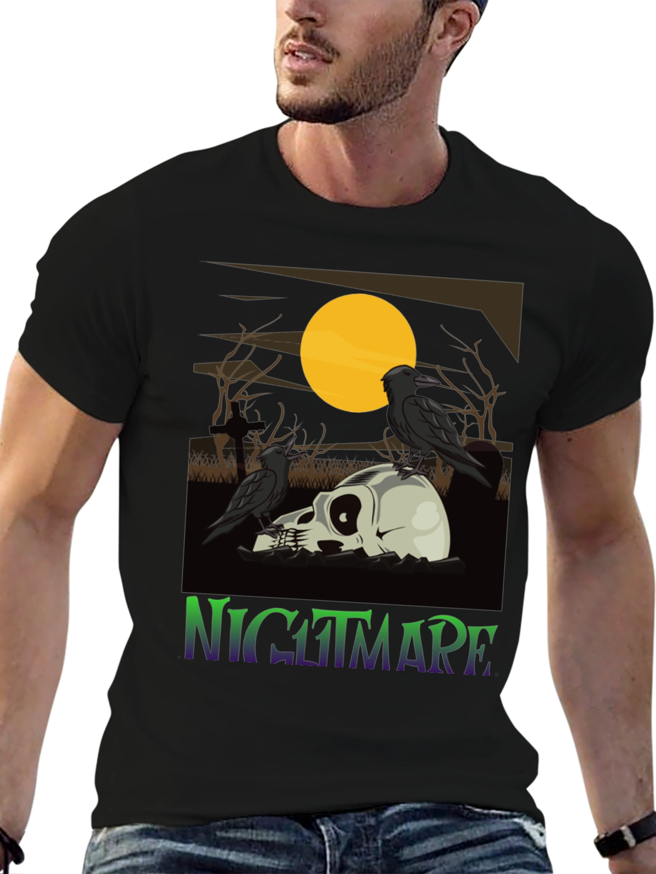 Nightmare Raven Skull Graphic Tee