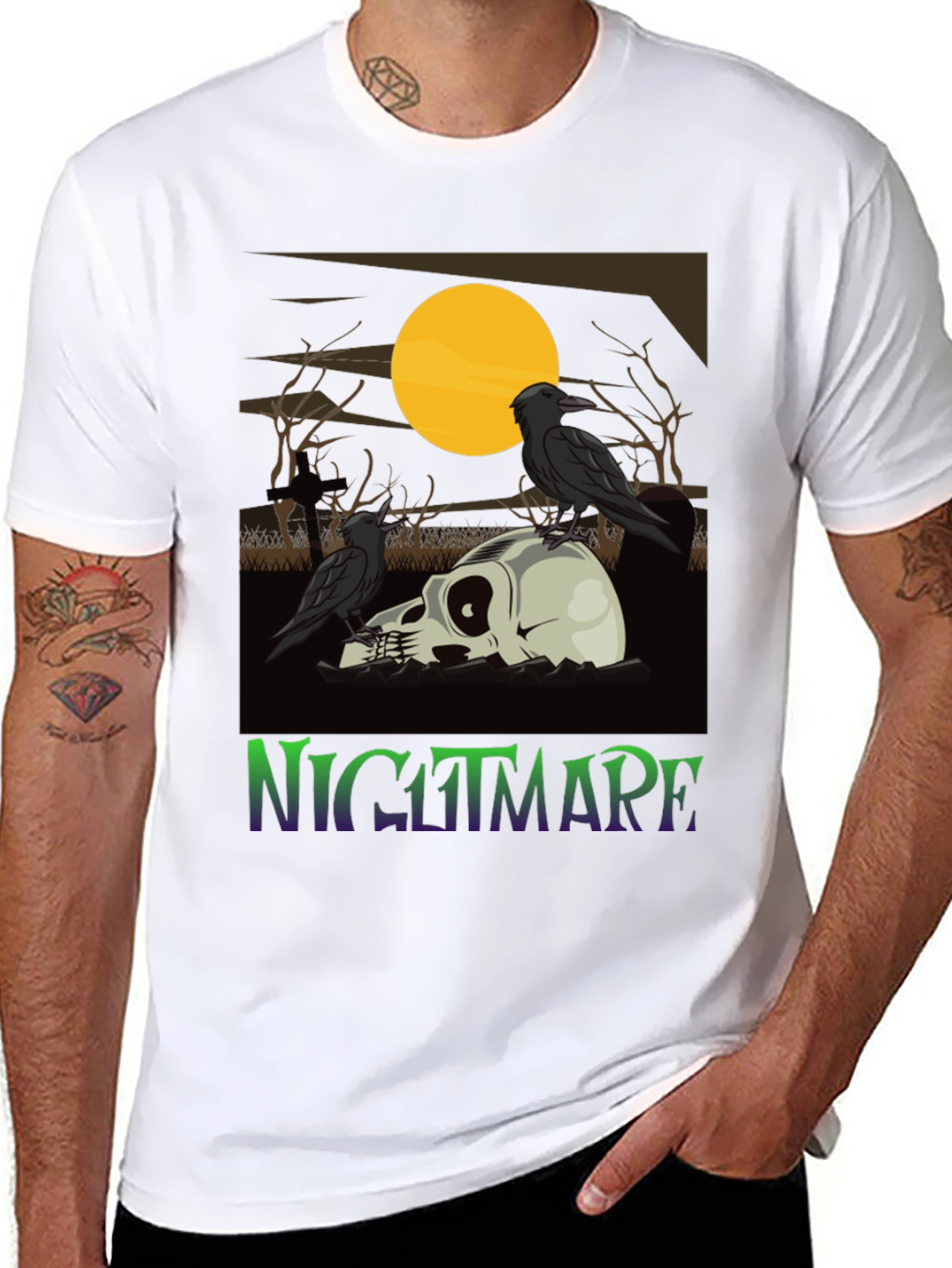 Nightmare Raven Skull Graphic Tee