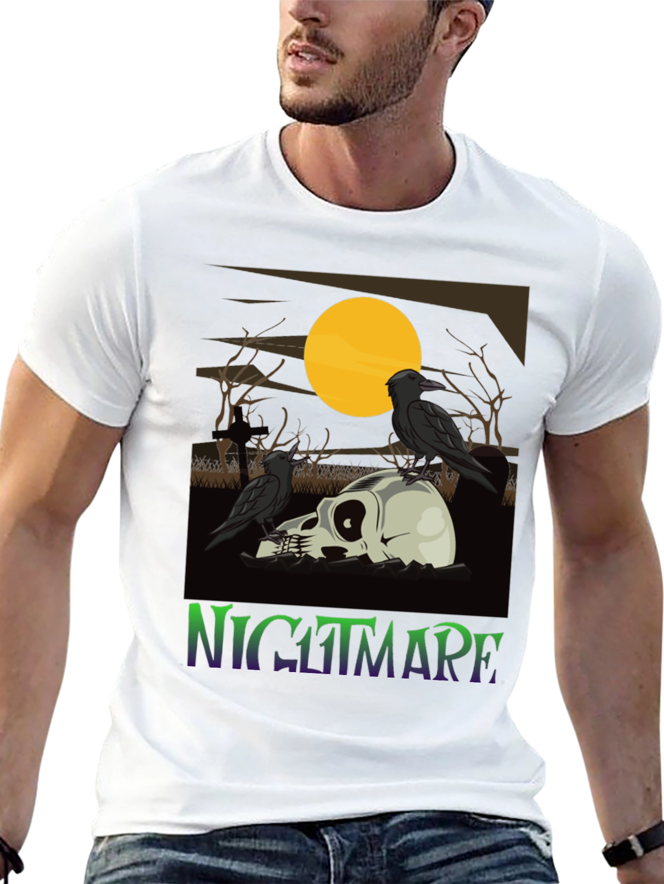 Nightmare Raven Skull Graphic Tee