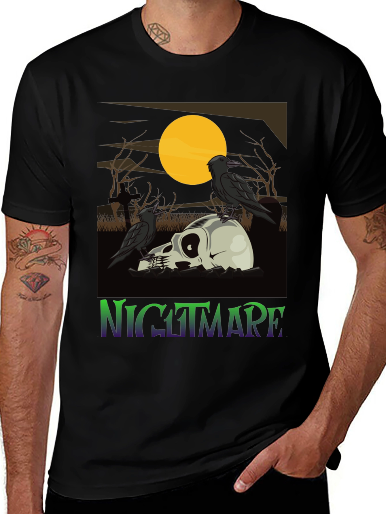 Nightmare Raven Skull Graphic Tee