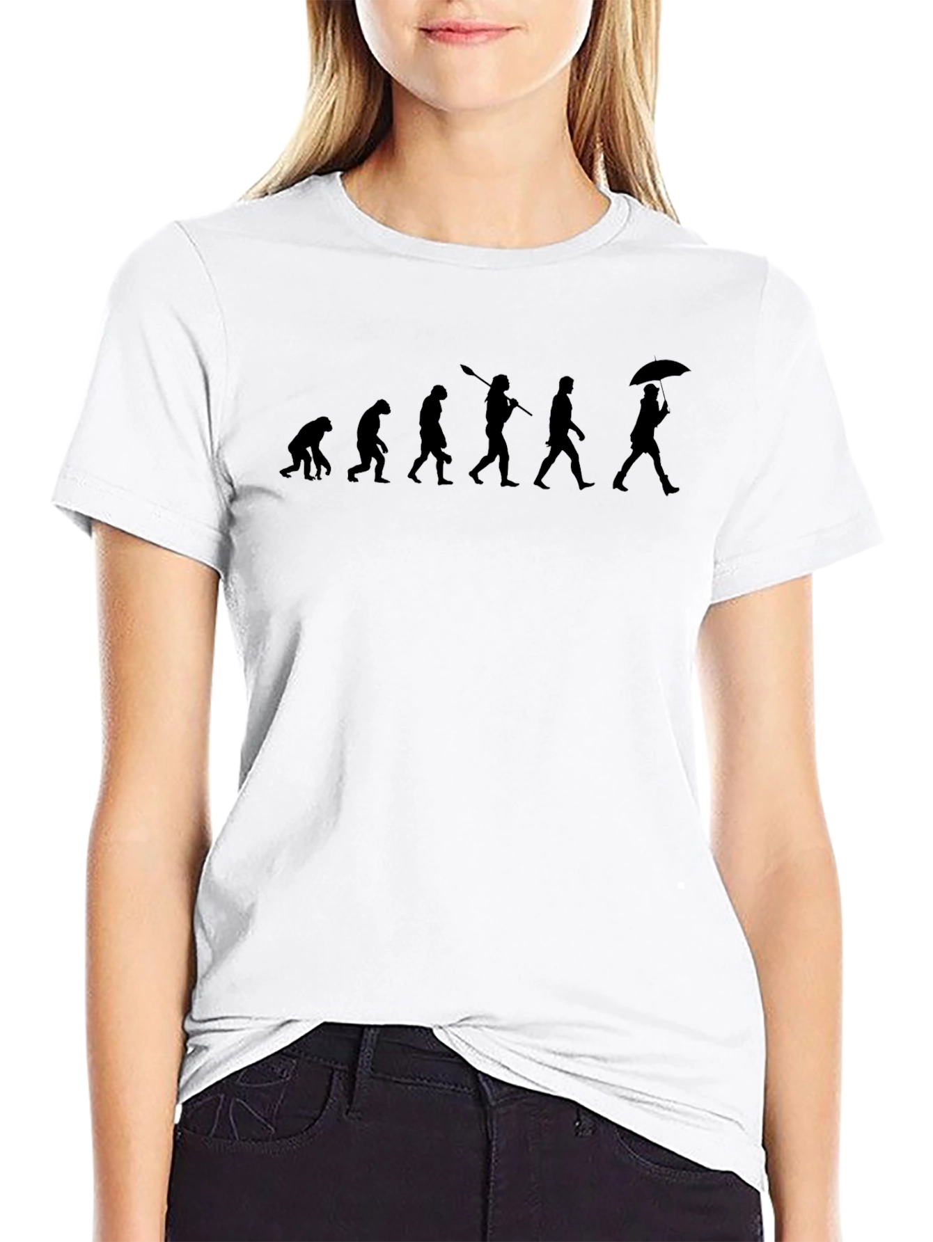 Evolution of Man Umbrella Graphic Tee - Black