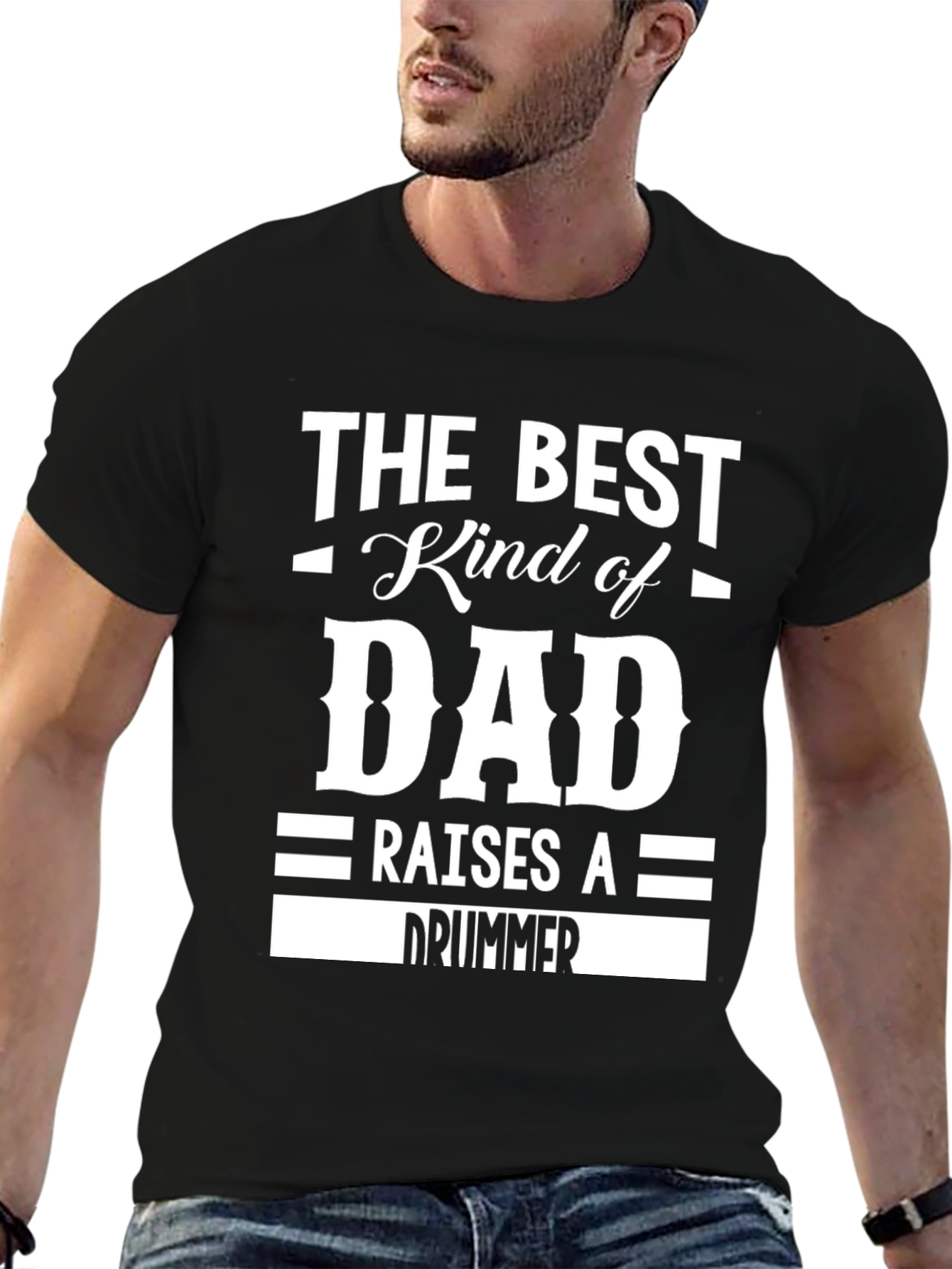 Best Dad Drummer Black Graphic Tee