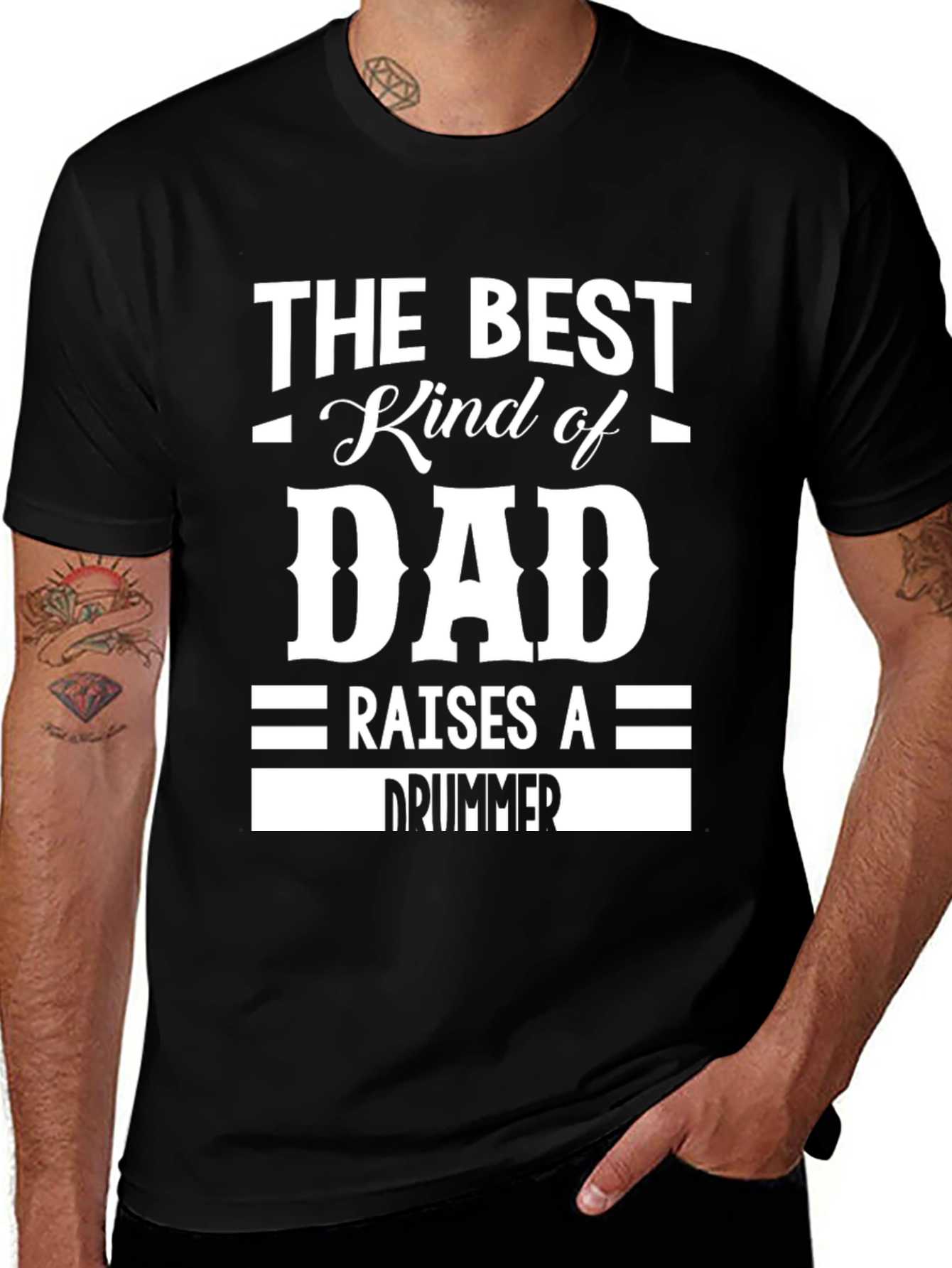 Best Dad Drummer Black Graphic Tee