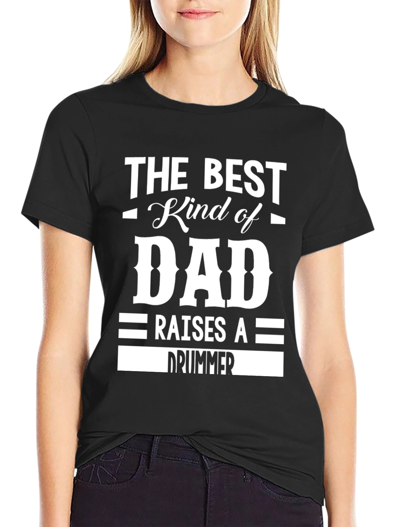 Best Dad Drummer Black Graphic Tee