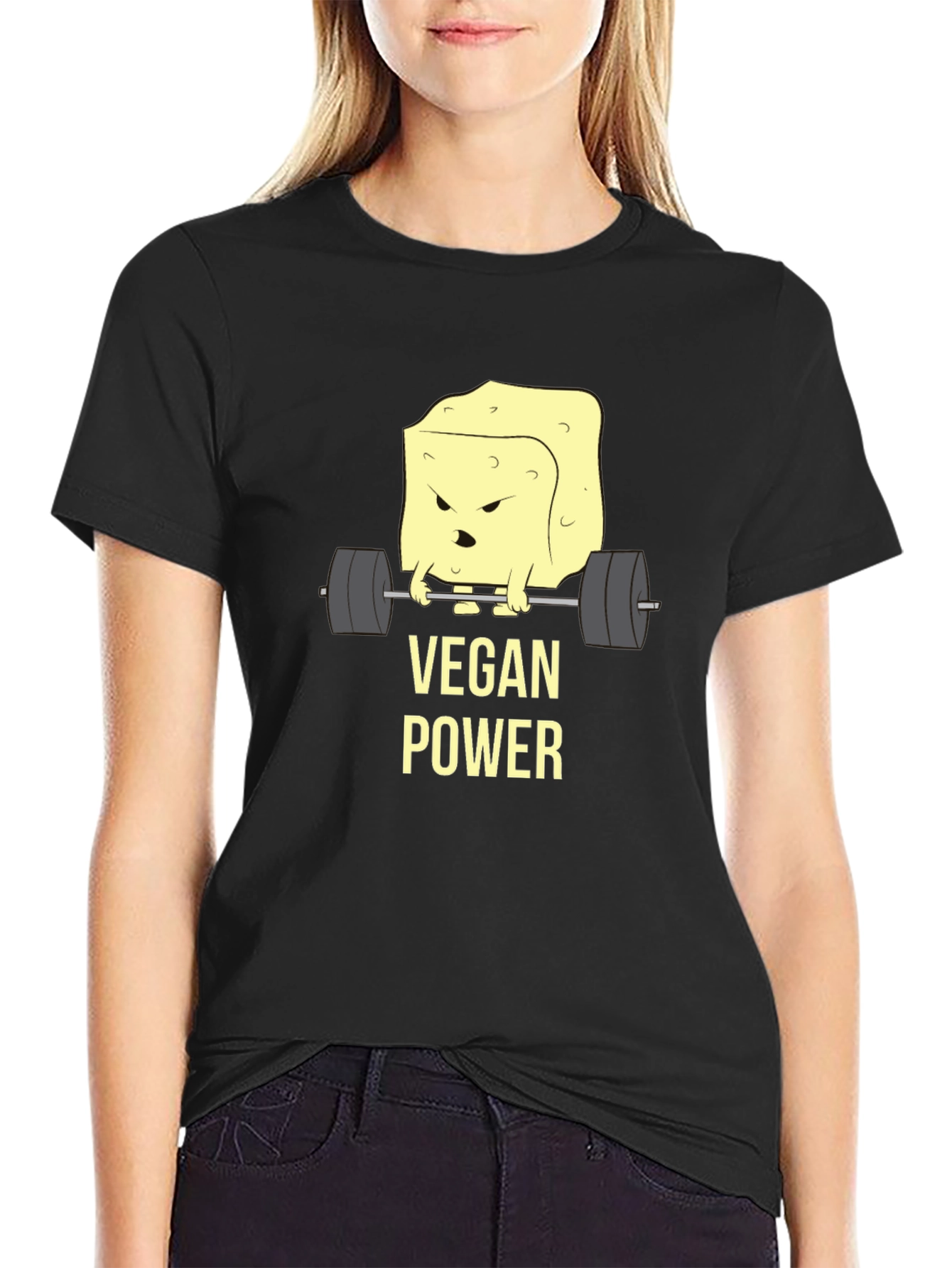 Vegan Power T-Shirt - Weightlifting Tofu Design