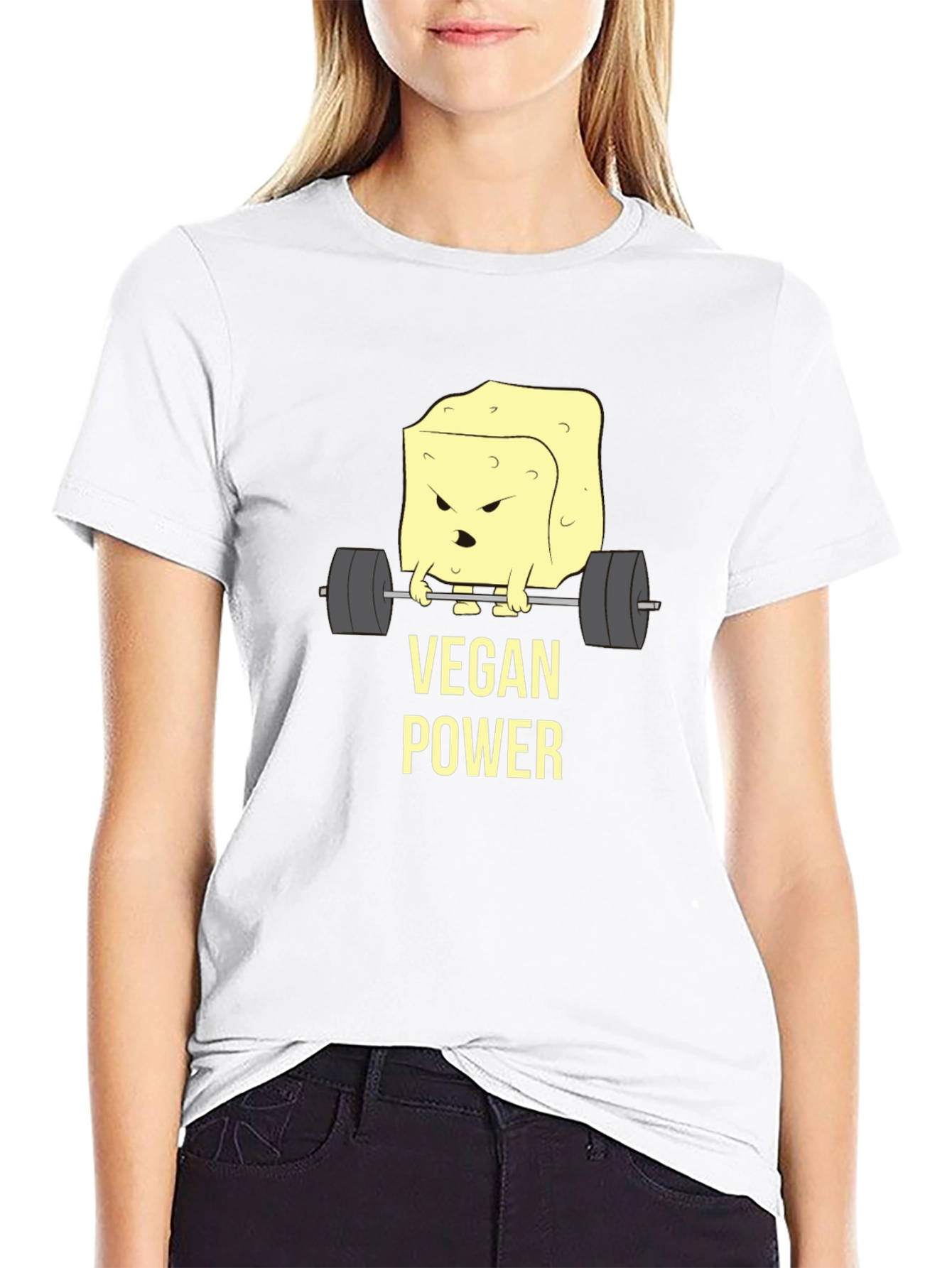 Vegan Power T-Shirt - Weightlifting Tofu Design
