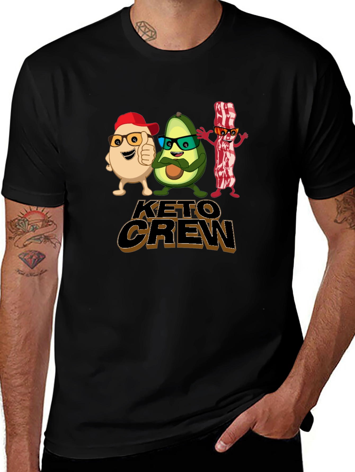 Keto Crew Cartoon T-Shirt - Black