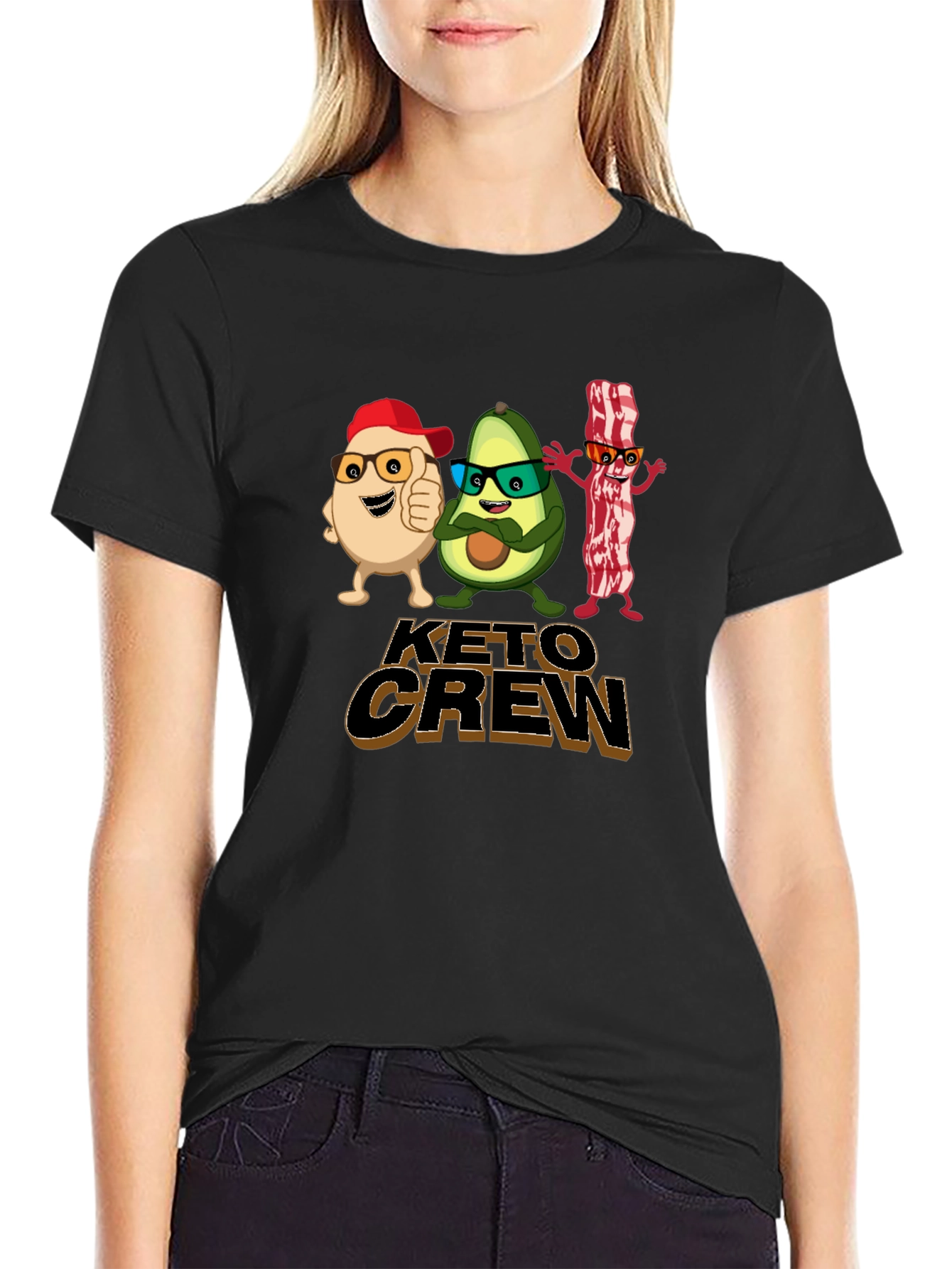 Keto Crew Cartoon T-Shirt - Black