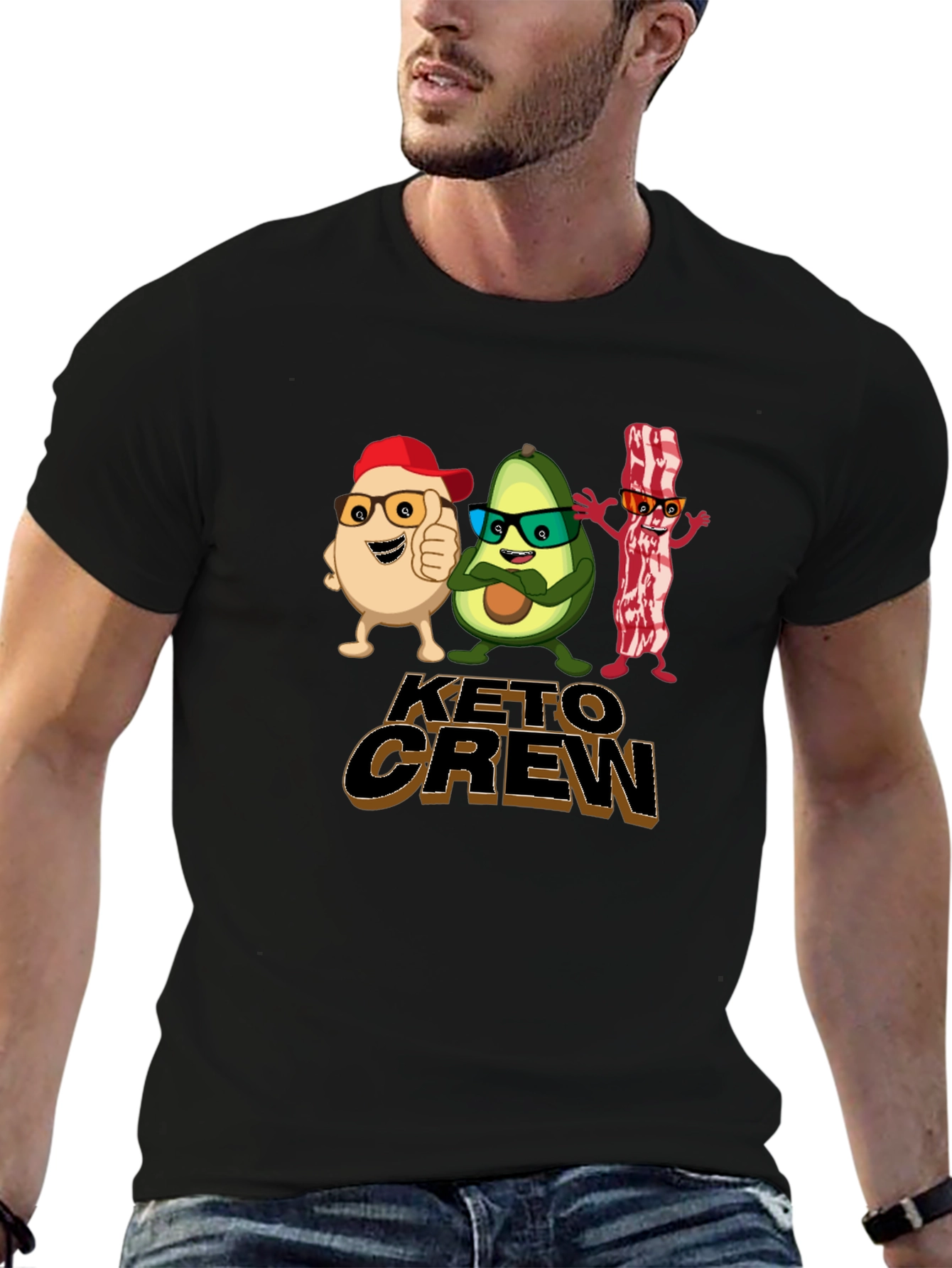 Keto Crew Cartoon T-Shirt - Black