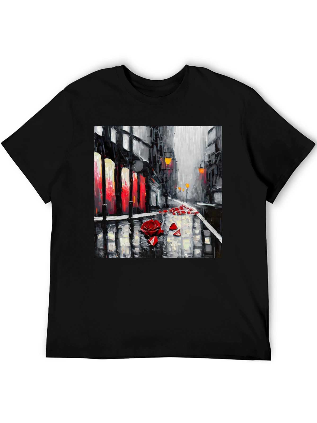 Rose City Black Tee - Artistic Streetwear
