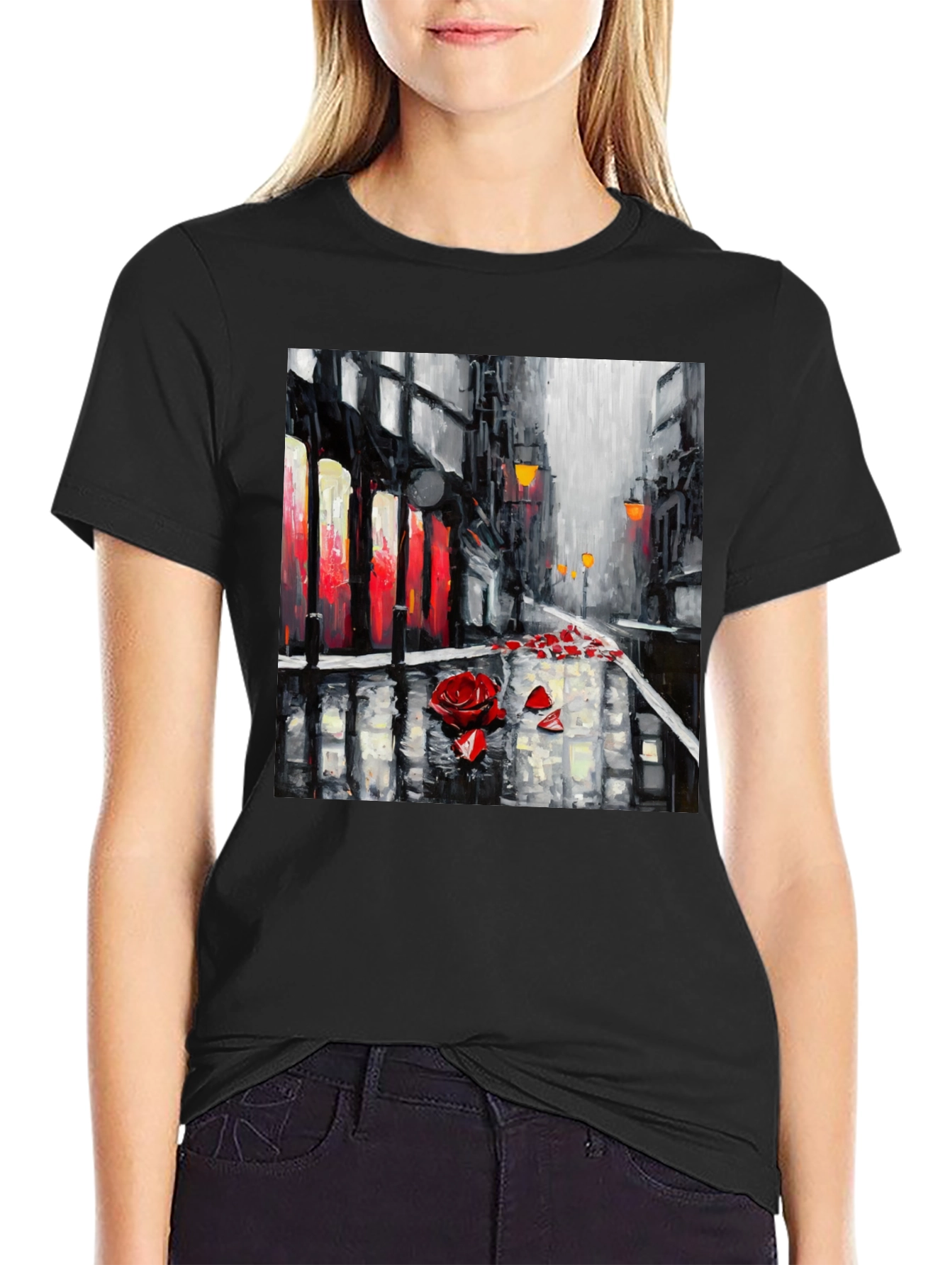 Rose City Black Tee - Artistic Streetwear