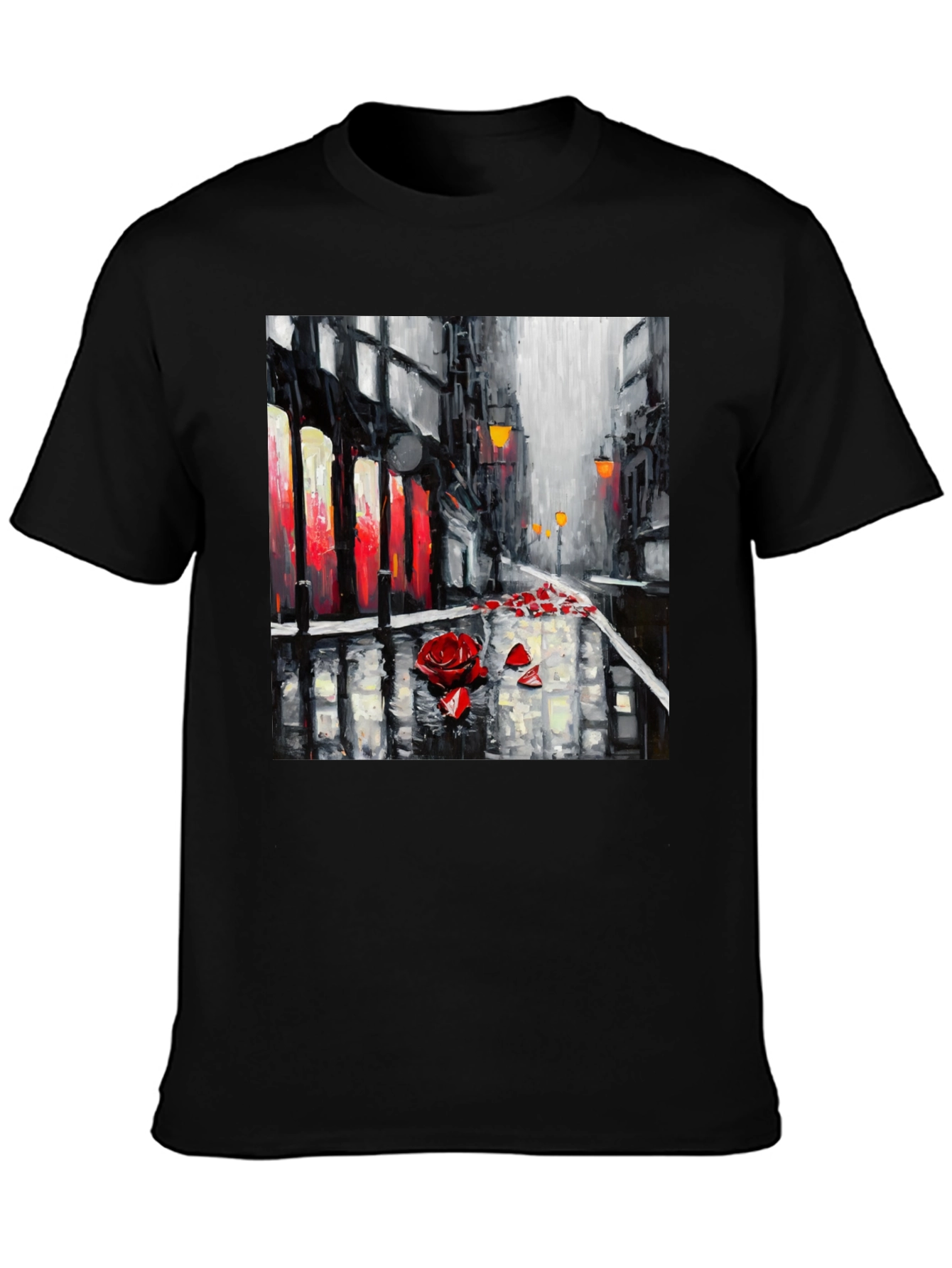 Rose City Black Tee - Artistic Streetwear