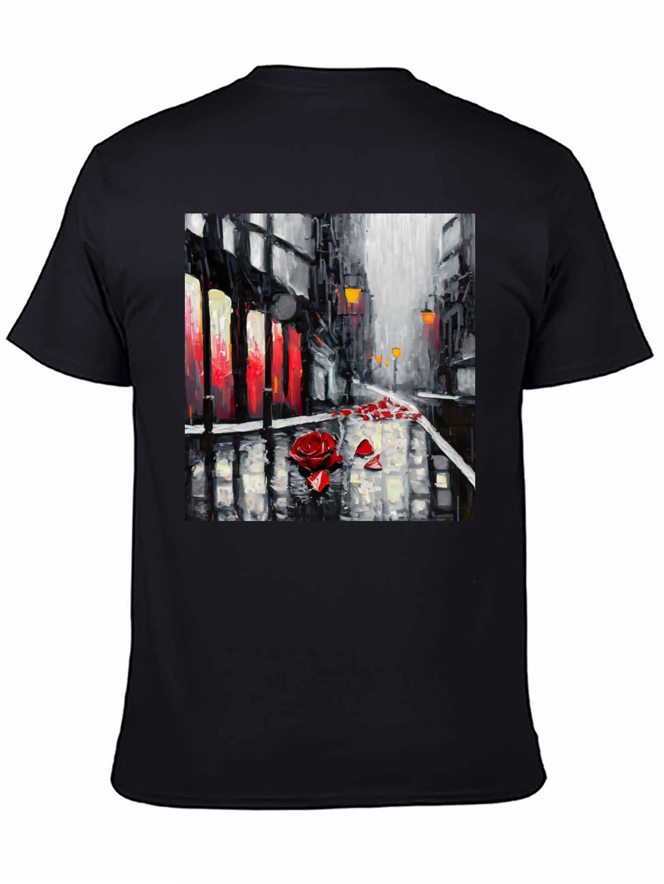 Rose City Black Tee - Artistic Streetwear