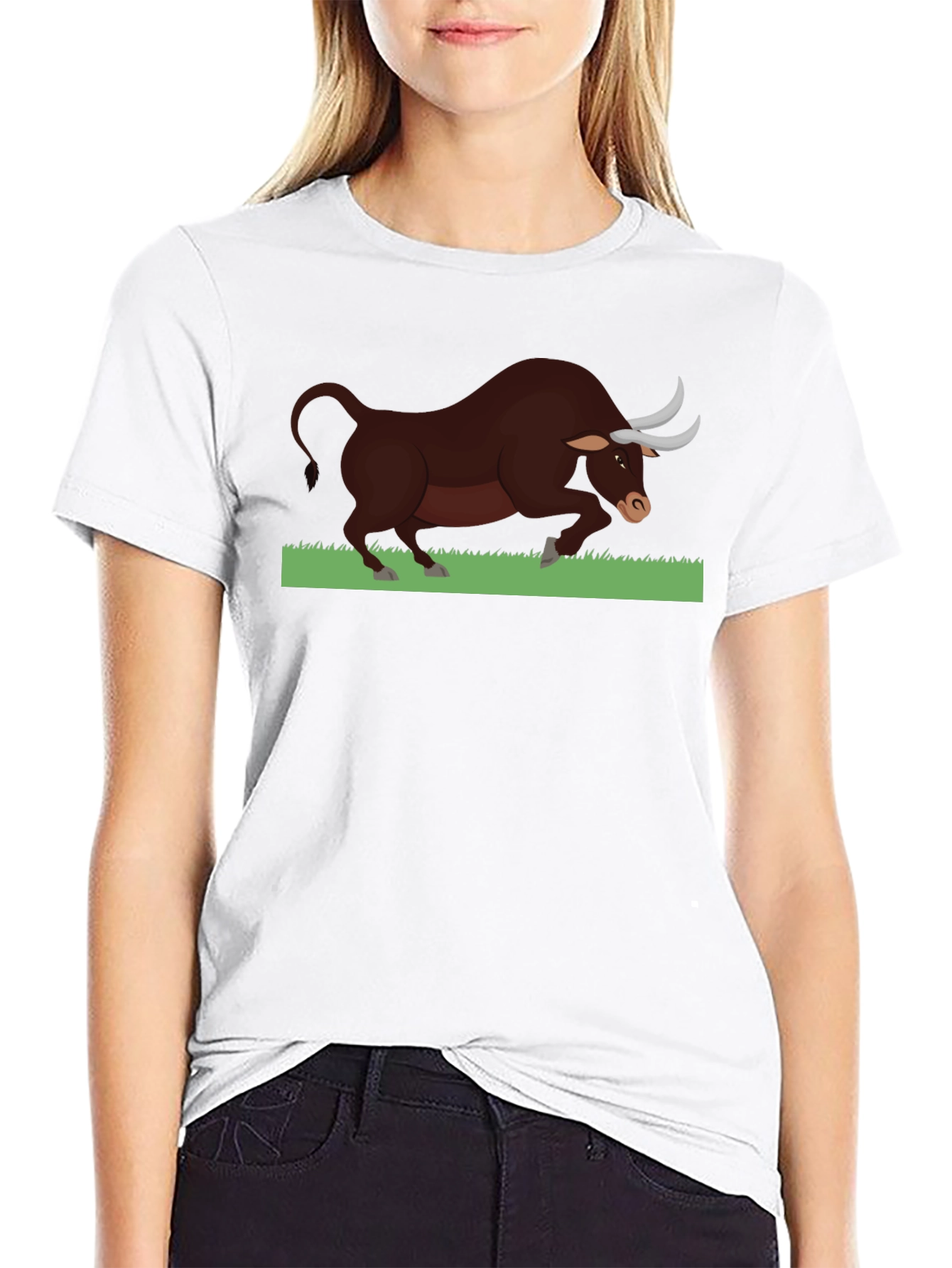 Bull Graphic Tee - Black Cotton Comfort
