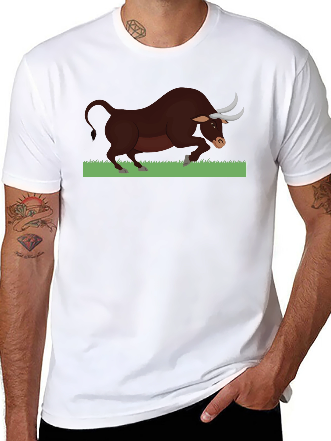 Bull Graphic Tee - Black Cotton Comfort