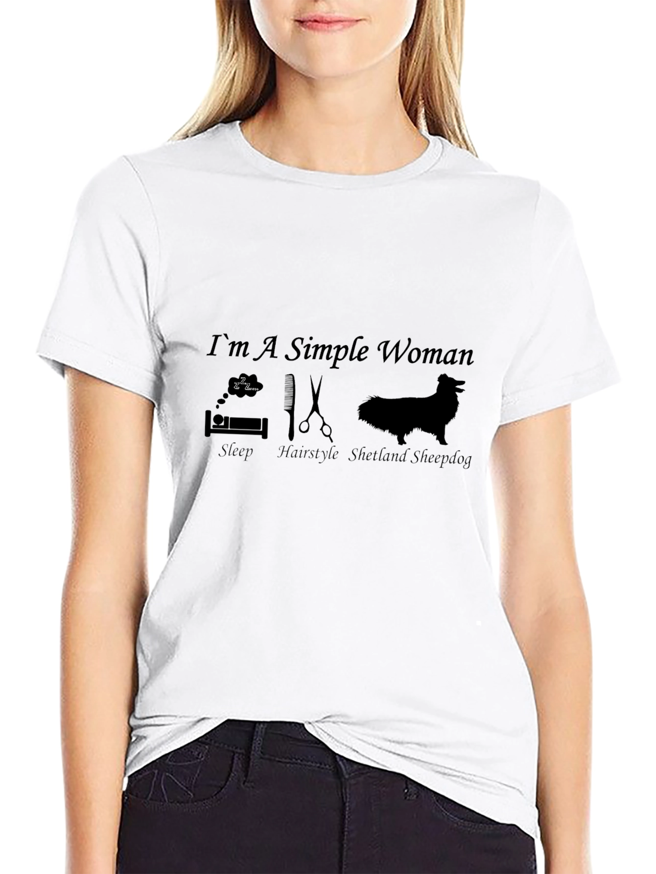 Simple Woman T-Shirt - Dog Sleep Hair Style