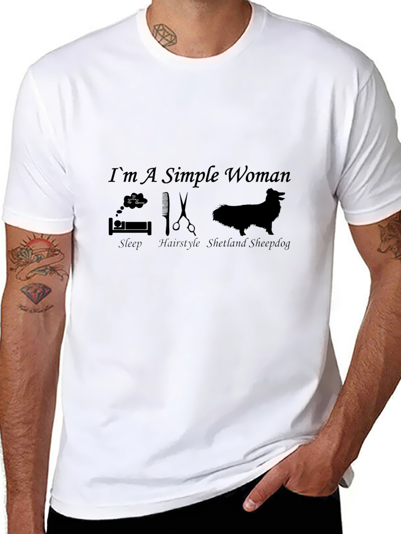 Simple Woman T-Shirt - Dog Sleep Hair Style