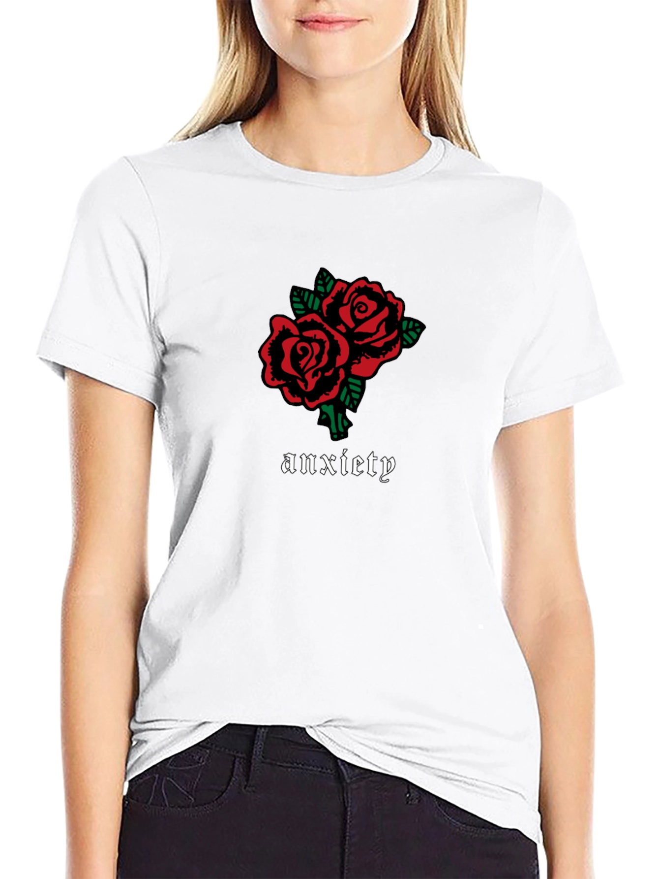 Anxiety Rose Graphic Black T-Shirt