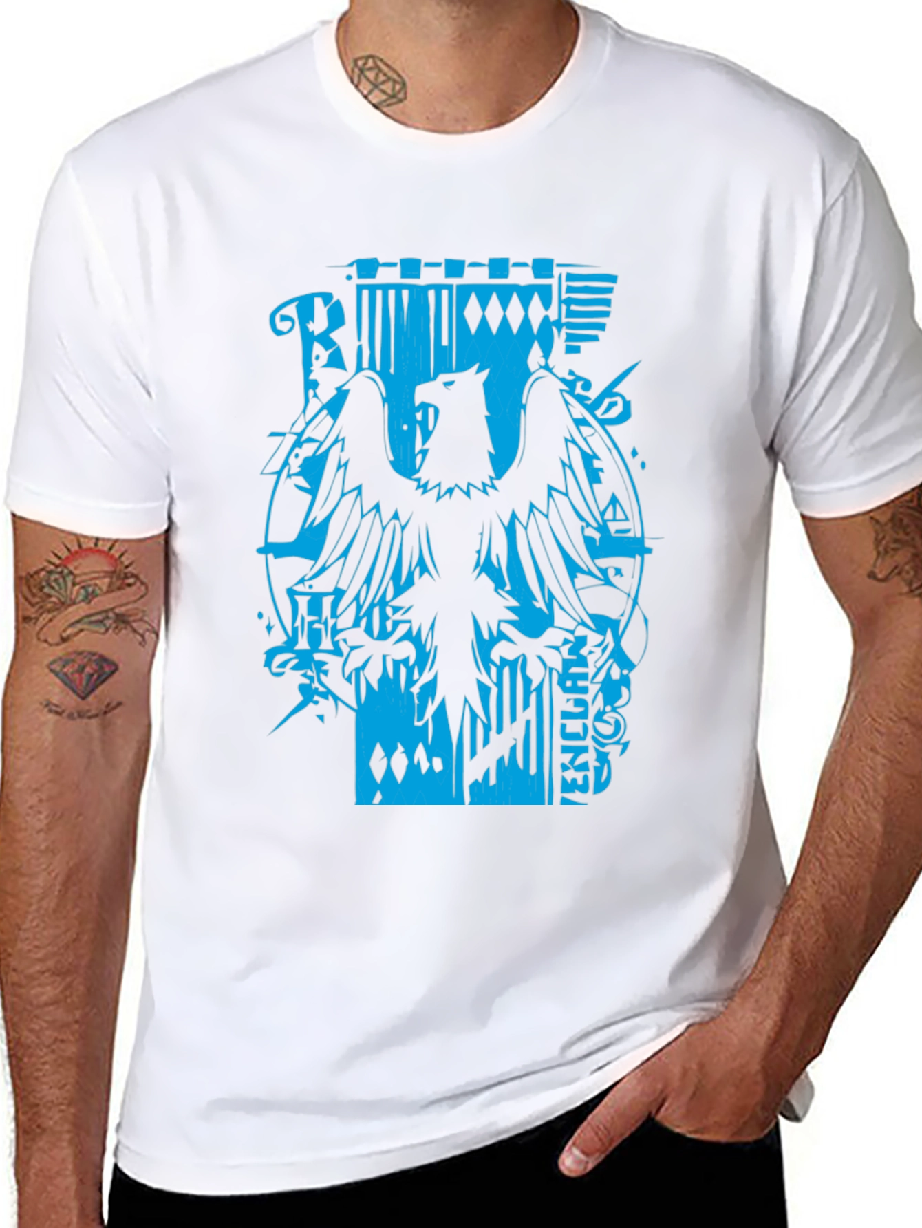 Mens Black Graphic Tee - Eagle Print