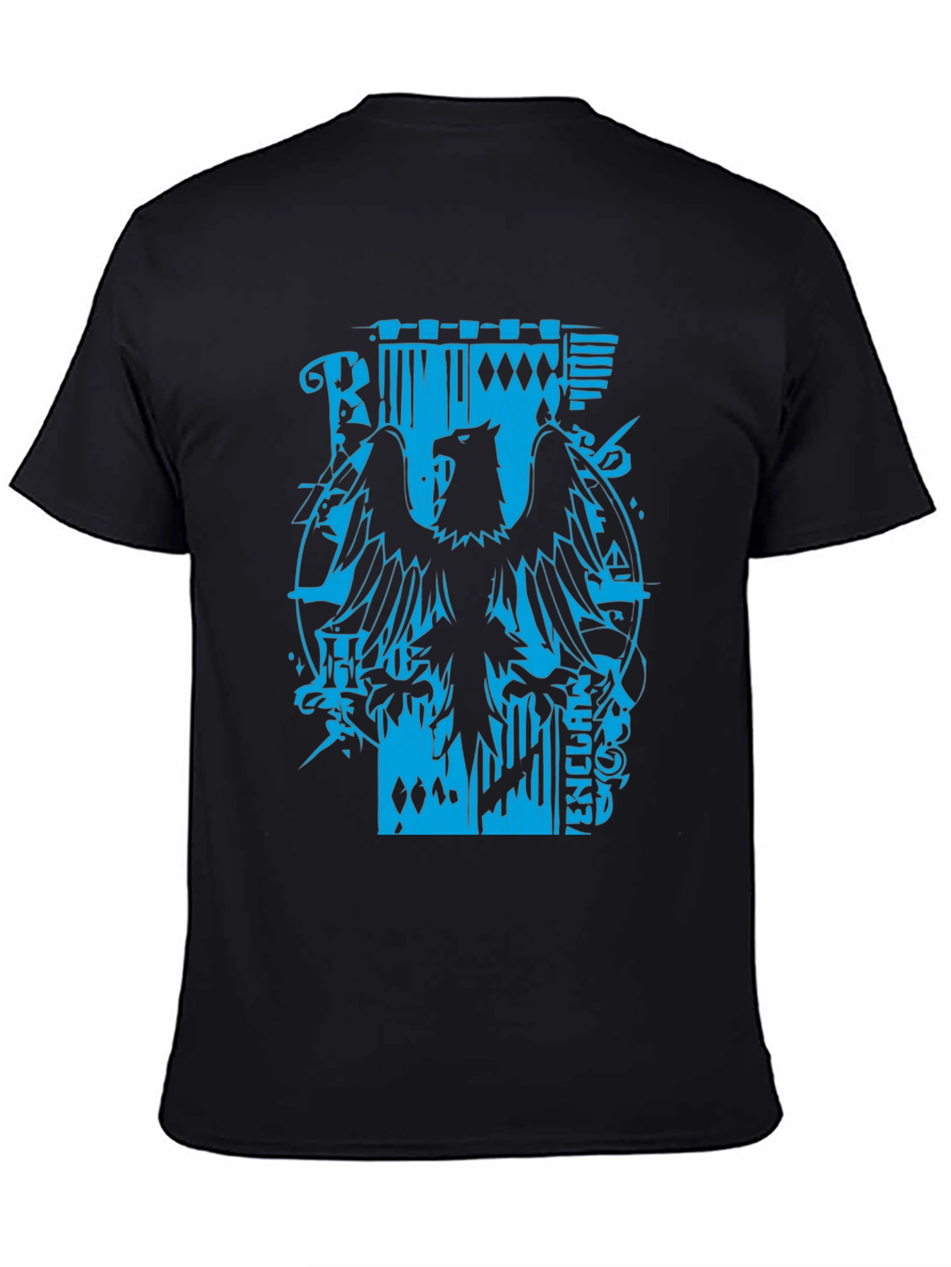 Mens Black Graphic Tee - Eagle Print