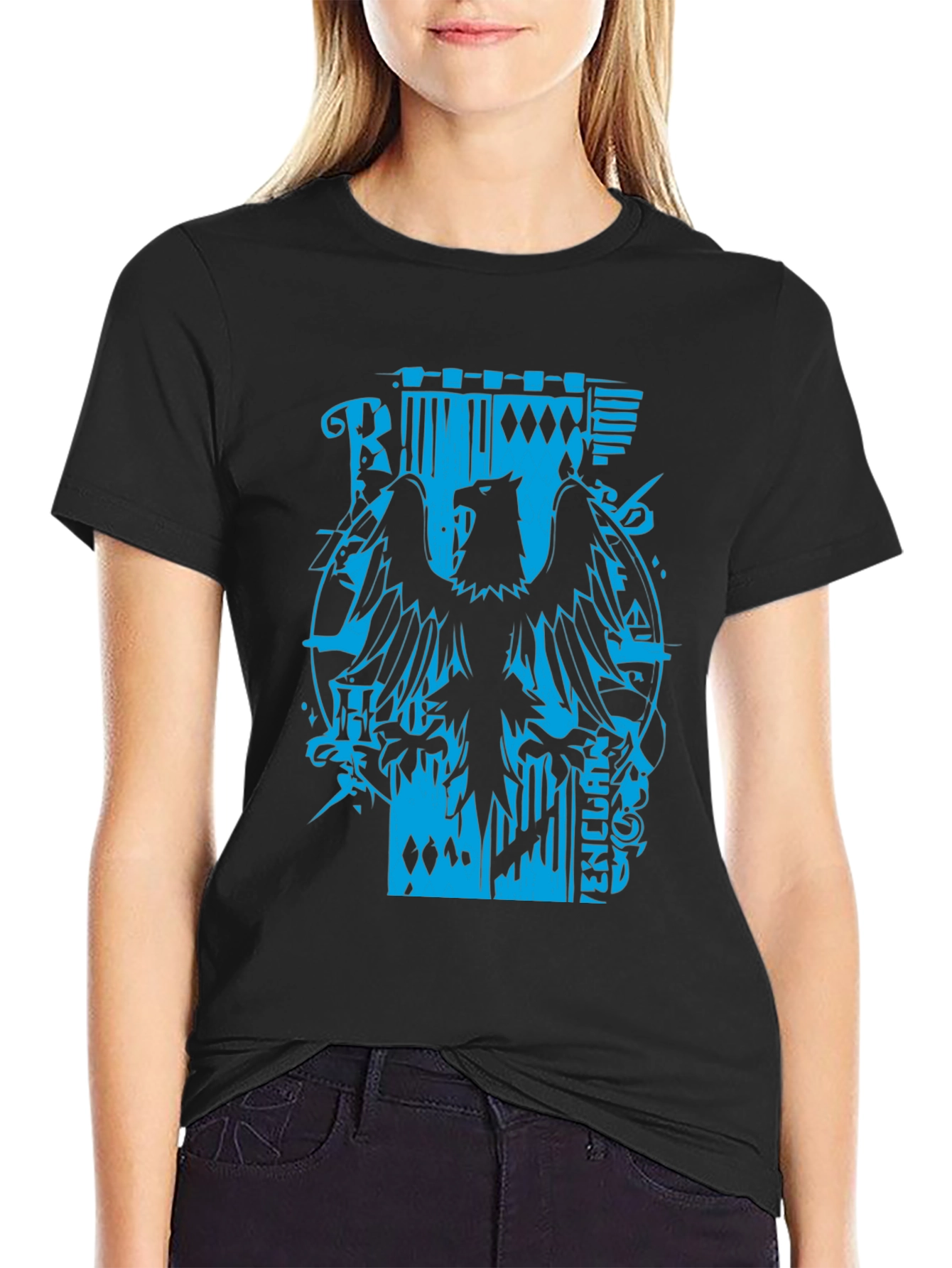 Mens Black Graphic Tee - Eagle Print