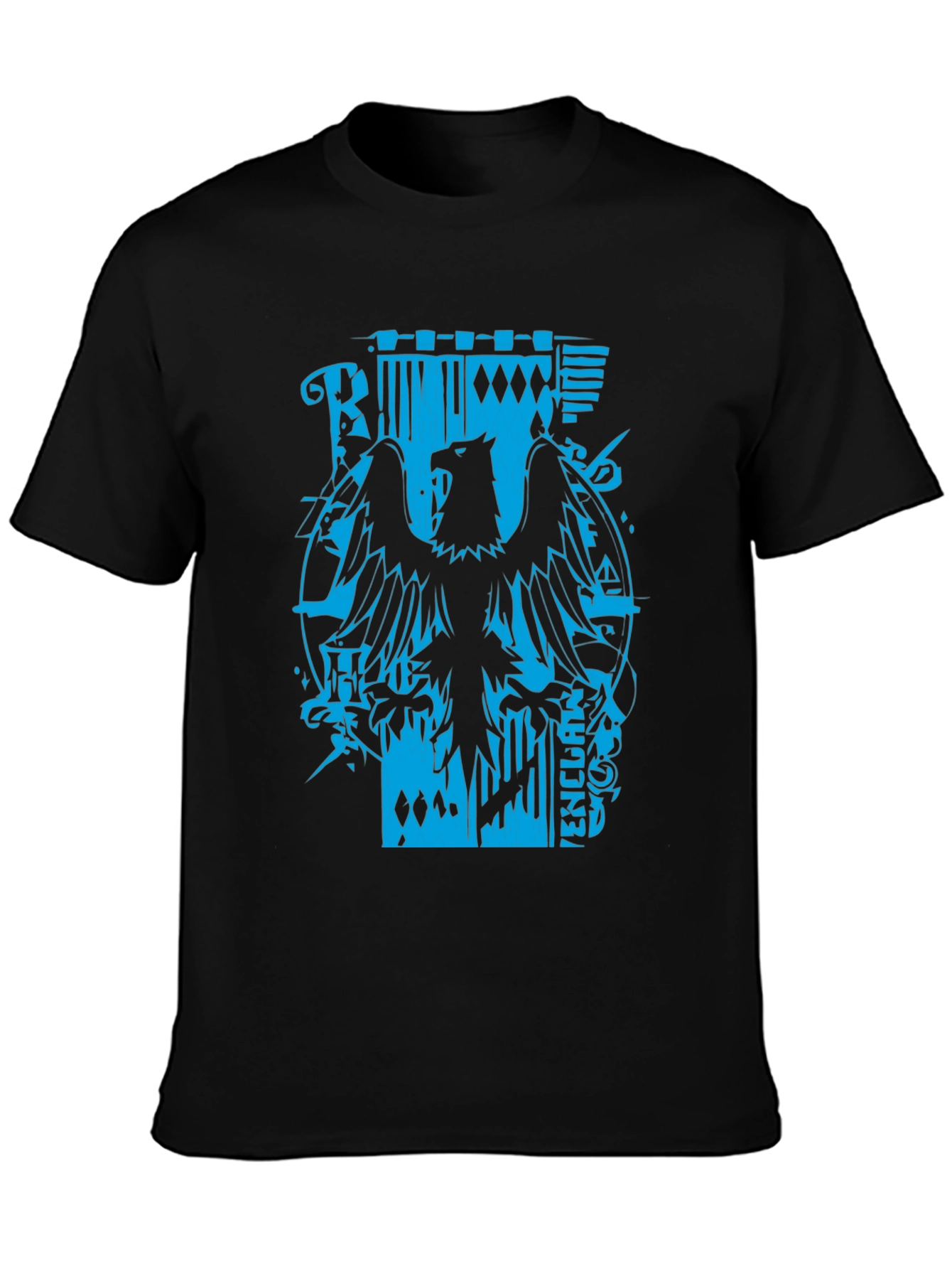 Mens Black Graphic Tee - Eagle Print