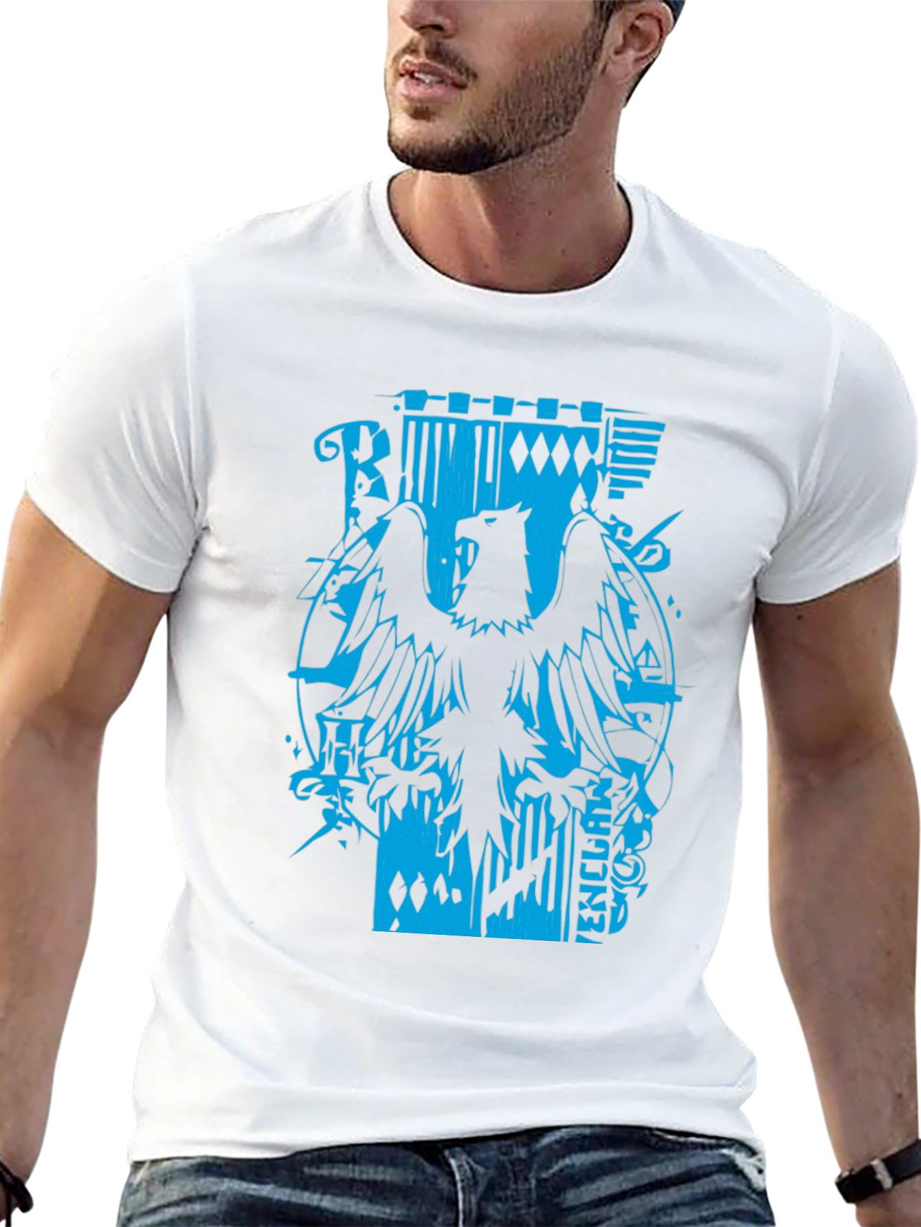 Mens Black Graphic Tee - Eagle Print