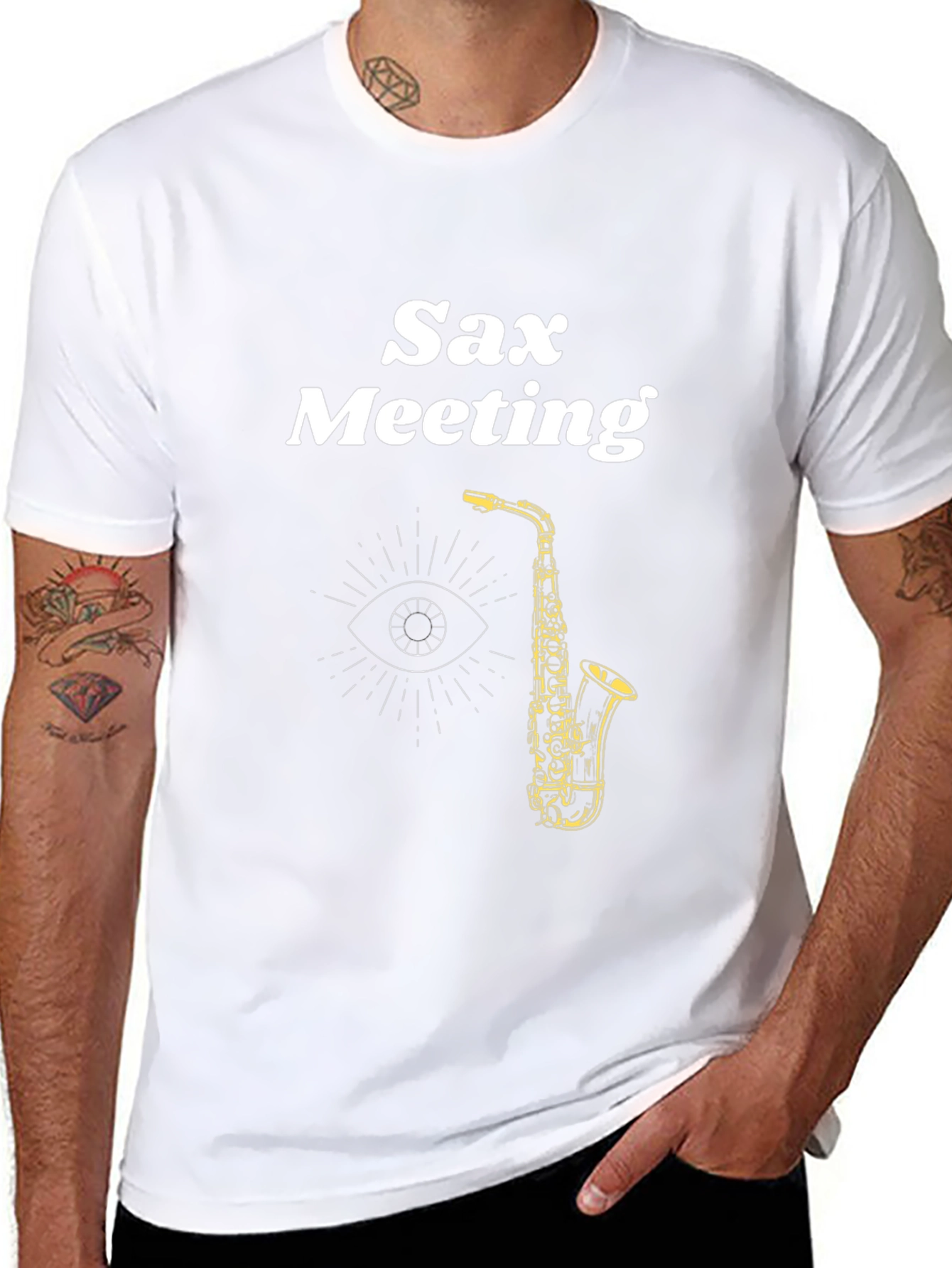 Sax Meeting Black Graphic Tee - Cool Musician T-Shirt