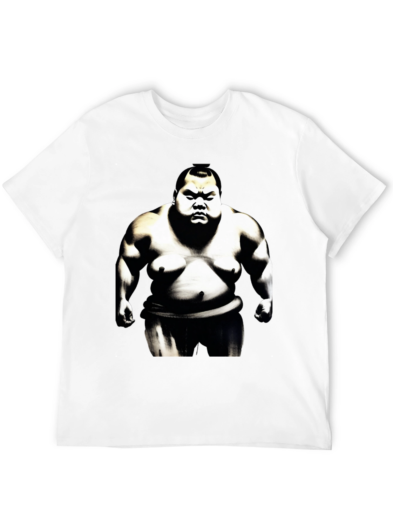 Sumo Wrestler Graphic Tee - Black Cotton Blend