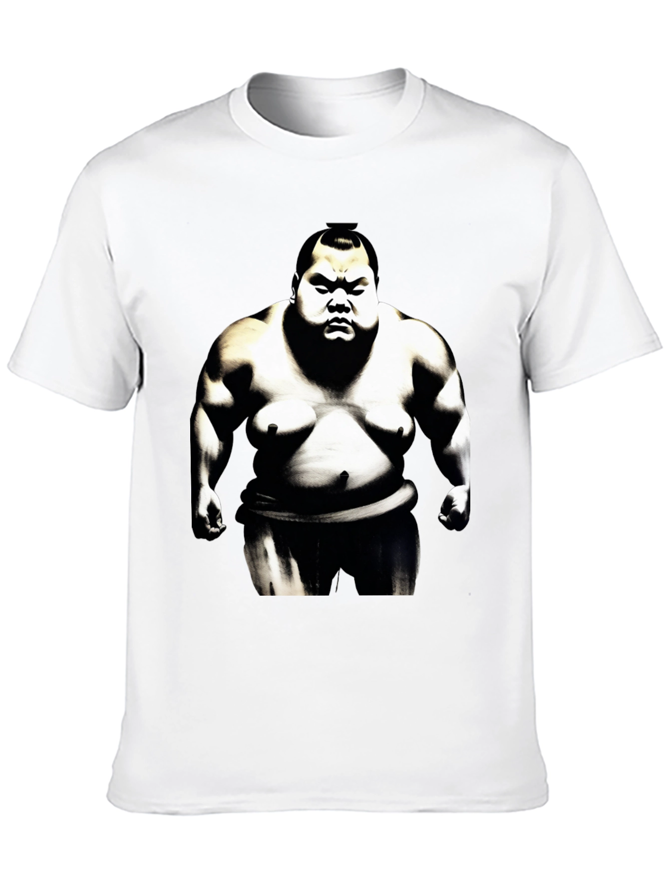 Sumo Wrestler Graphic Tee - Black Cotton Blend