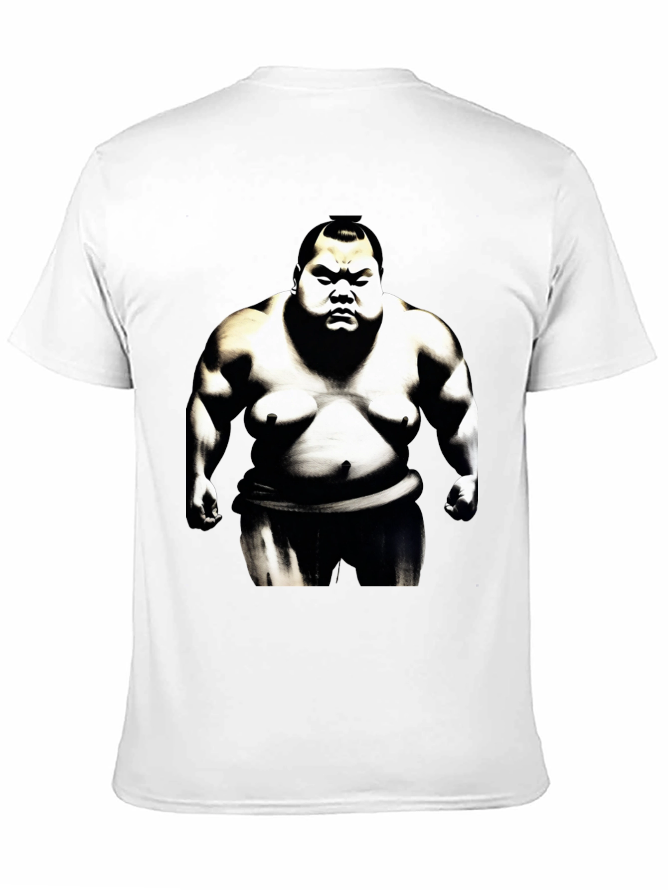 Sumo Wrestler Graphic Tee - Black Cotton Blend