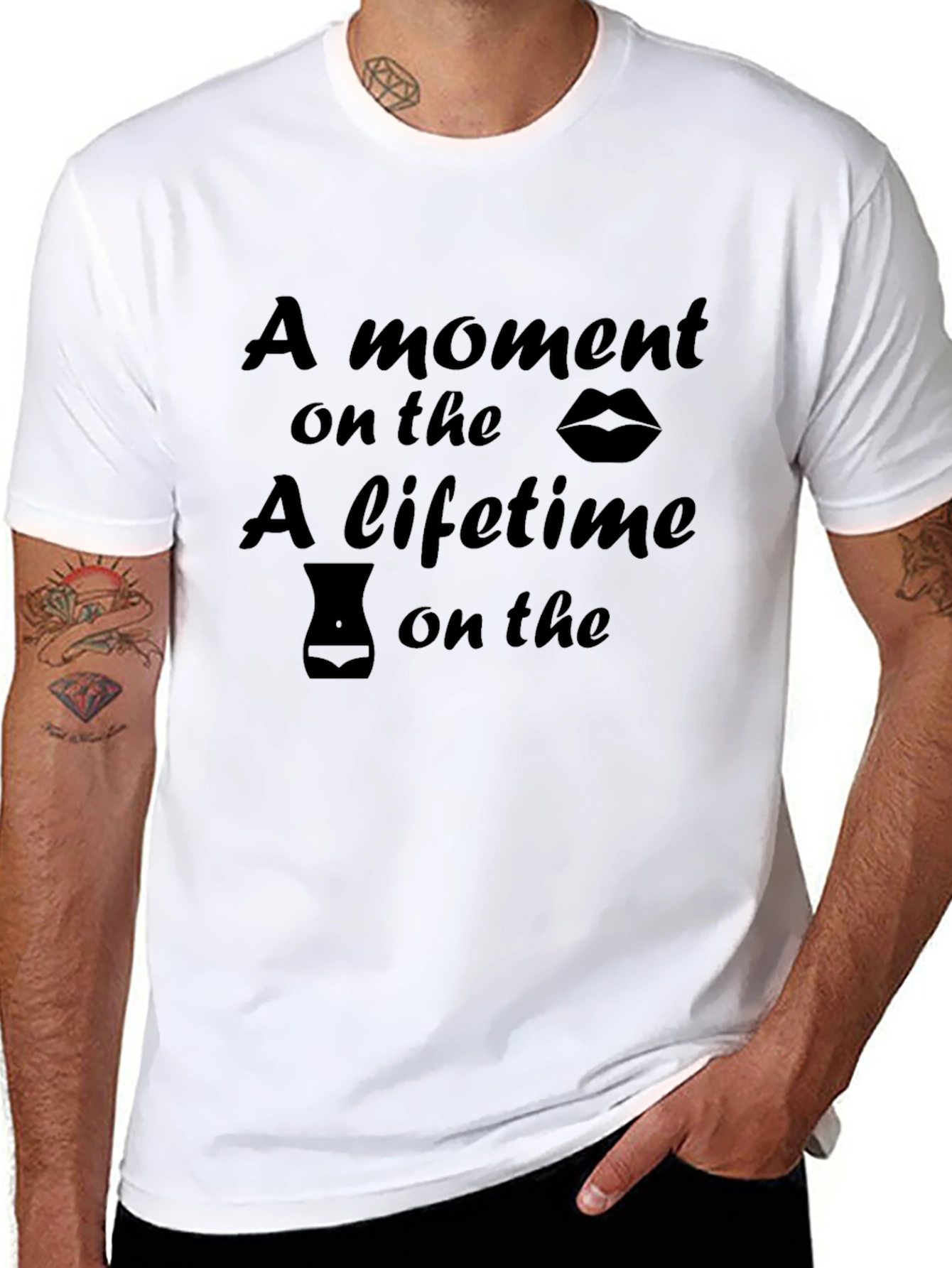 Humorous A Moment on the Lips Graphic Tee