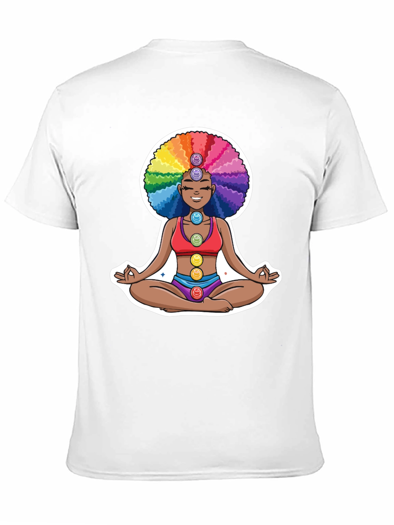 Chakra Afro T-Shirt: Meditating Rainbow Yoga Tee
