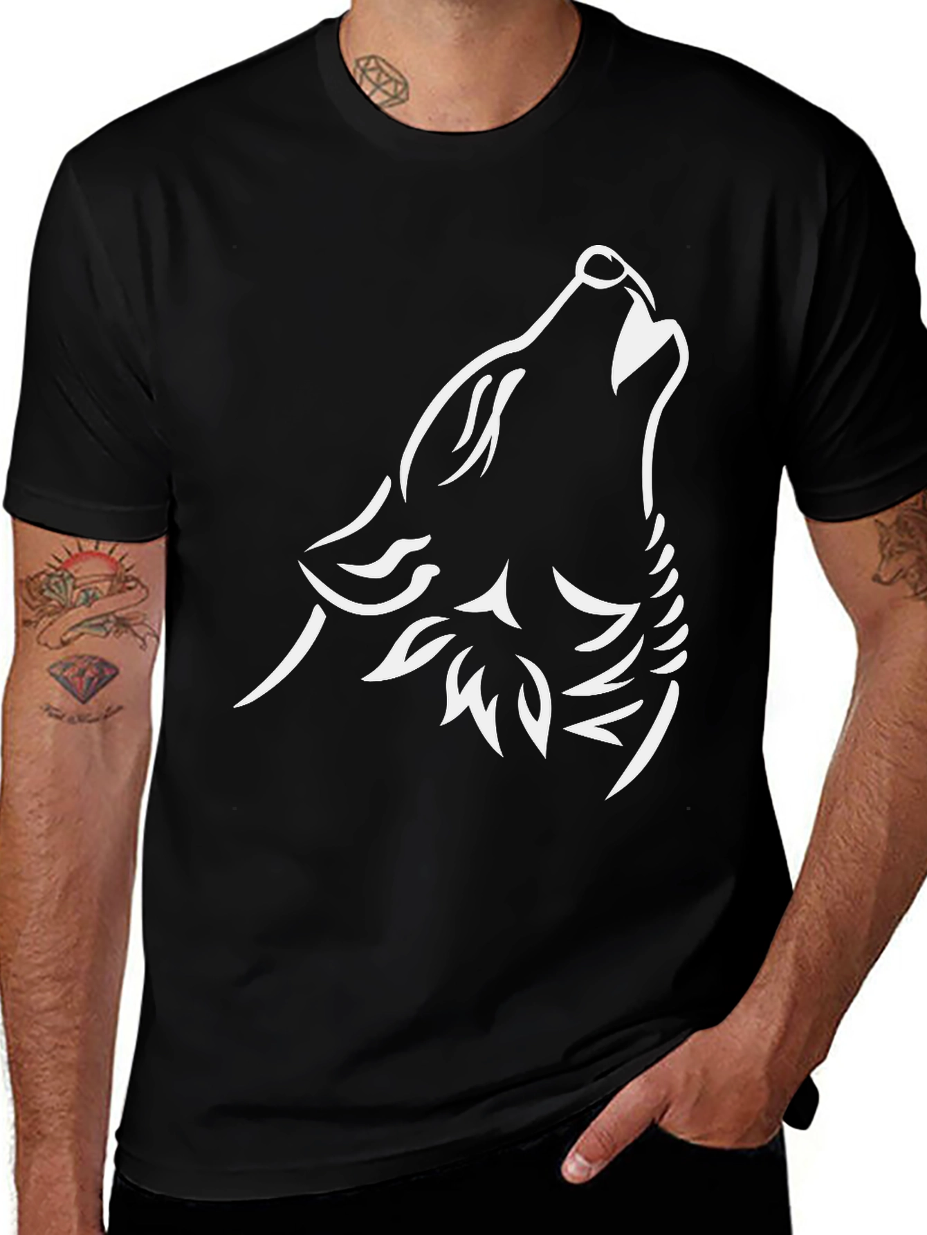 Black Wolf Howl Graphic Tee