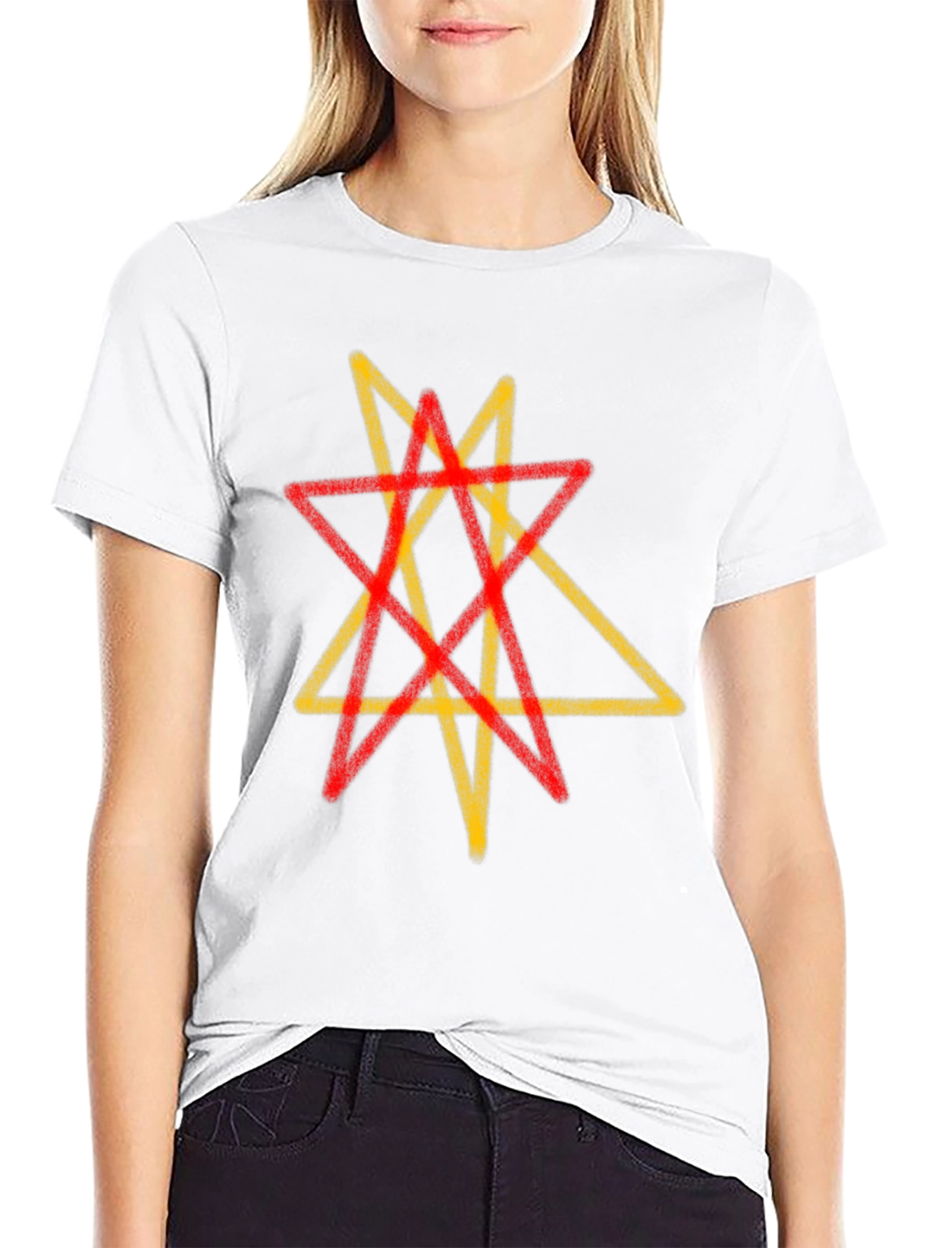Geometric Star Graphic Tee - Black