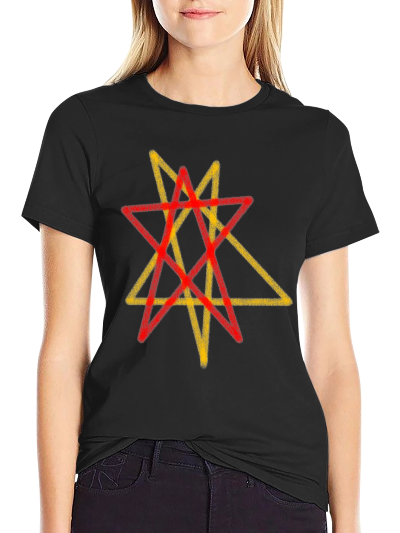 Geometric Star Graphic Tee - Black