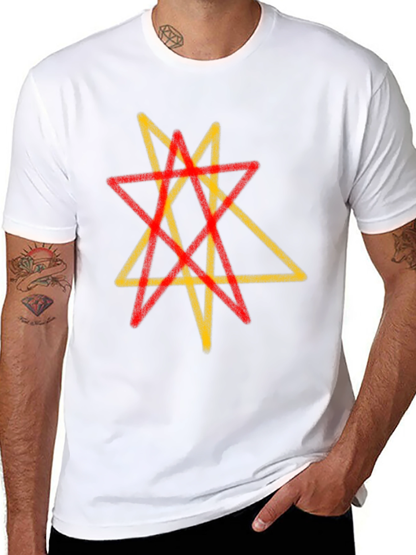 Geometric Star Graphic Tee - Black
