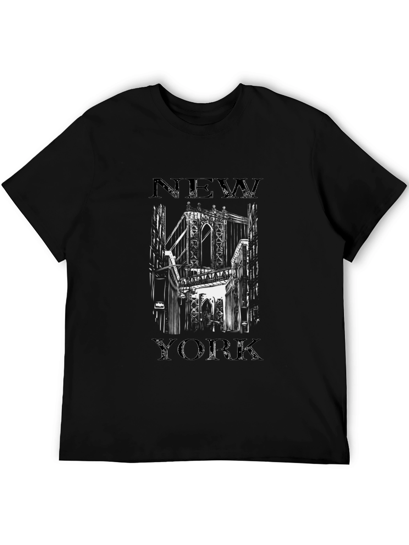 New York Bridge Graphic T-Shirt - Black