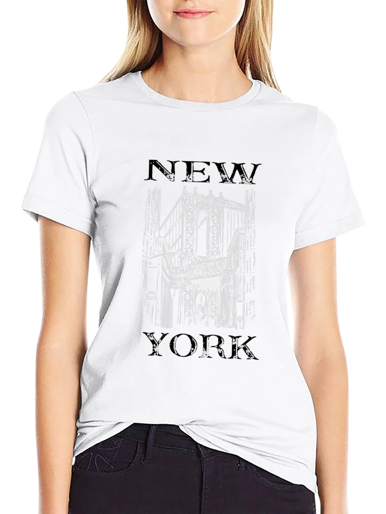 New York Bridge Graphic T-Shirt - Black