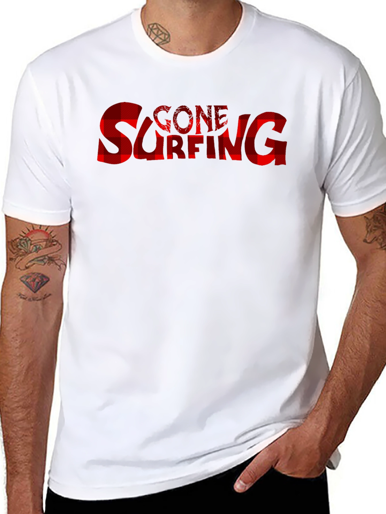 Gone Surfing Buffalo Plaid Graphic Tee