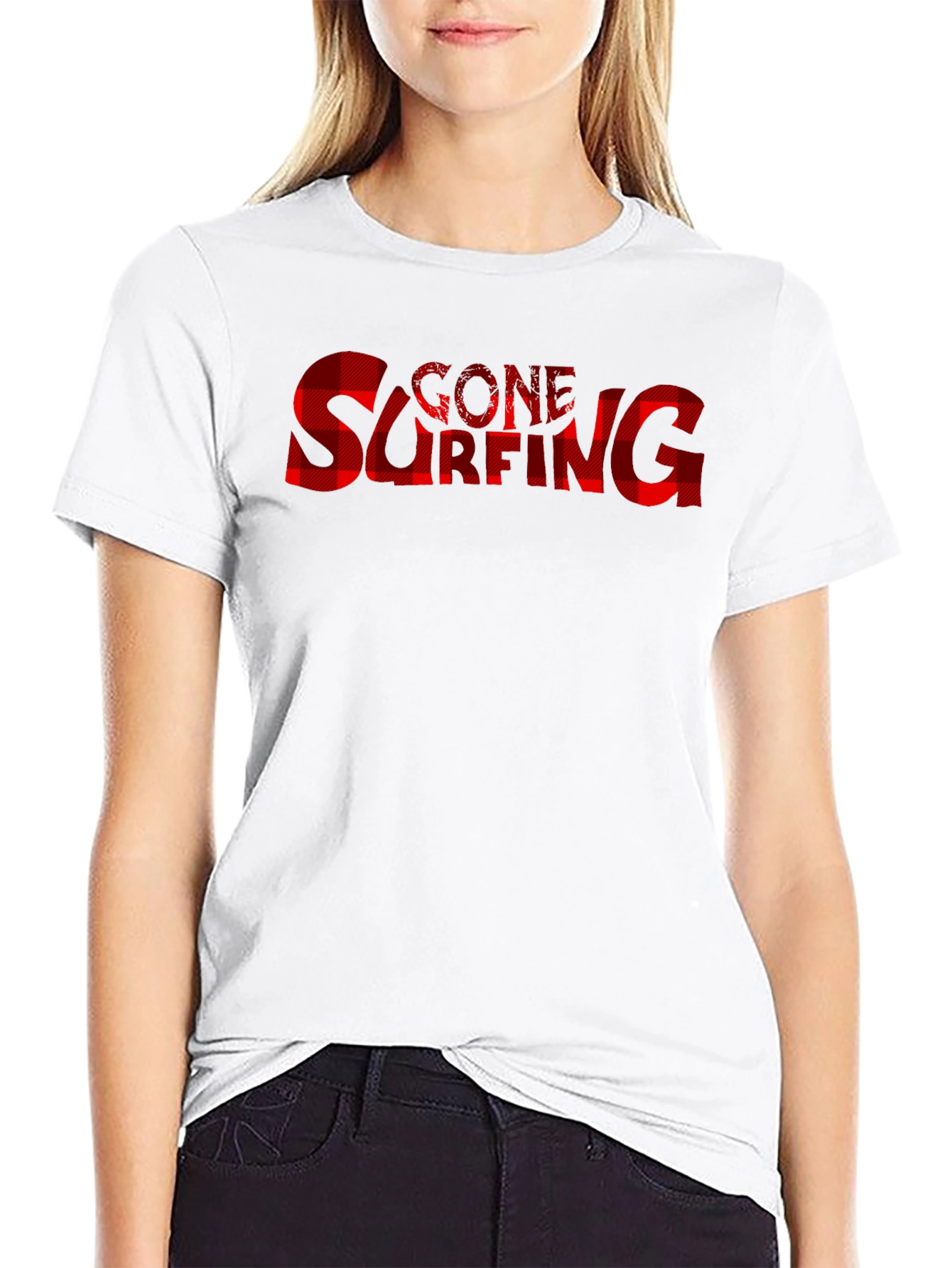 Gone Surfing Buffalo Plaid Graphic Tee
