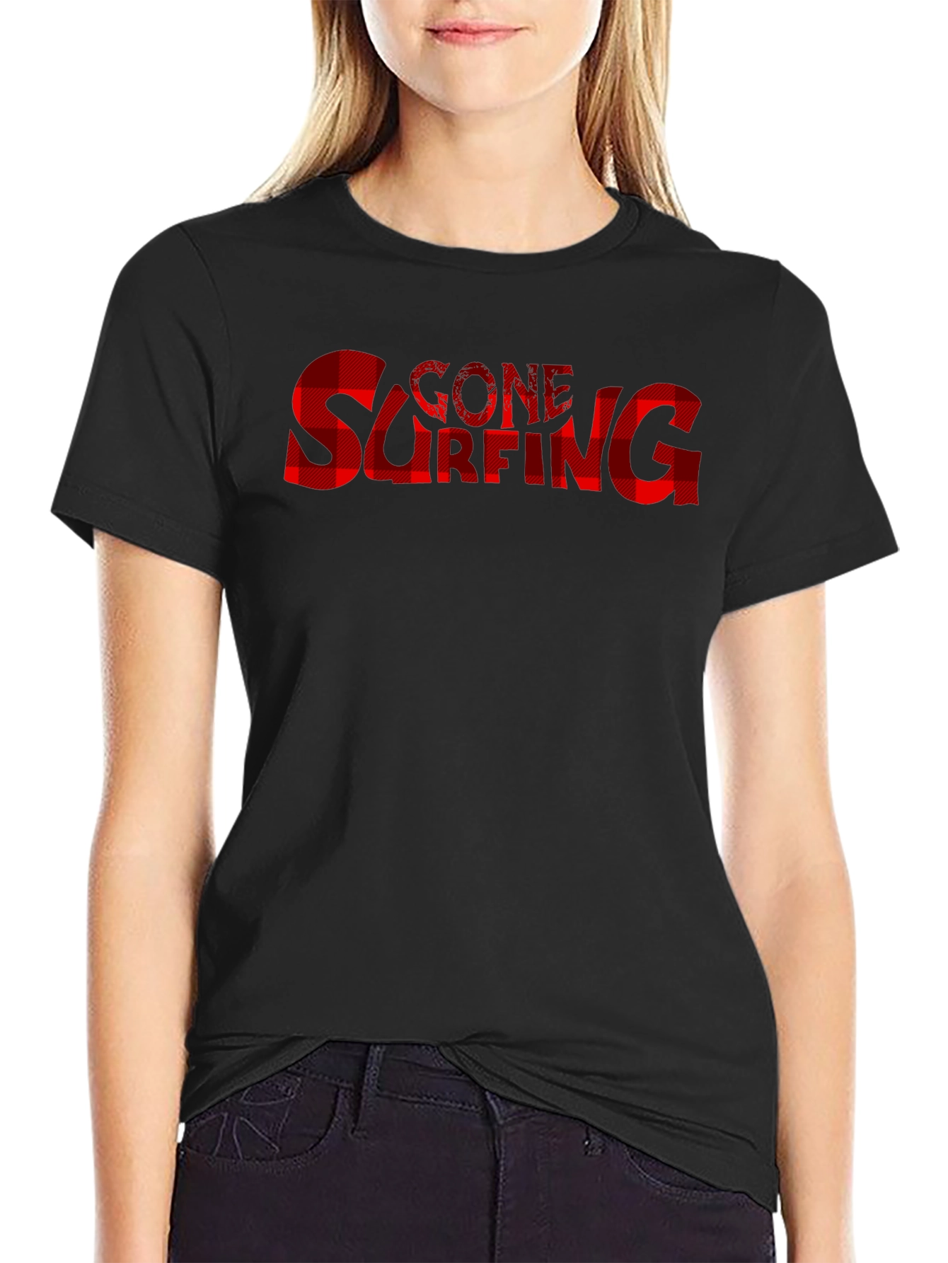 Gone Surfing Buffalo Plaid Graphic Tee