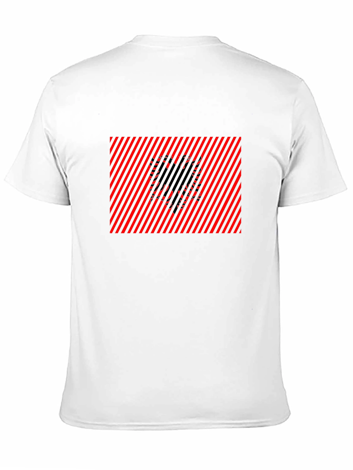 Albanian Eagle Graphic Tee - Red & Black Stripes