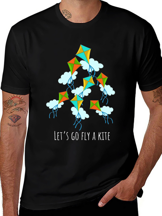 Lets Go Fly a Kite Graphic Tee - Black